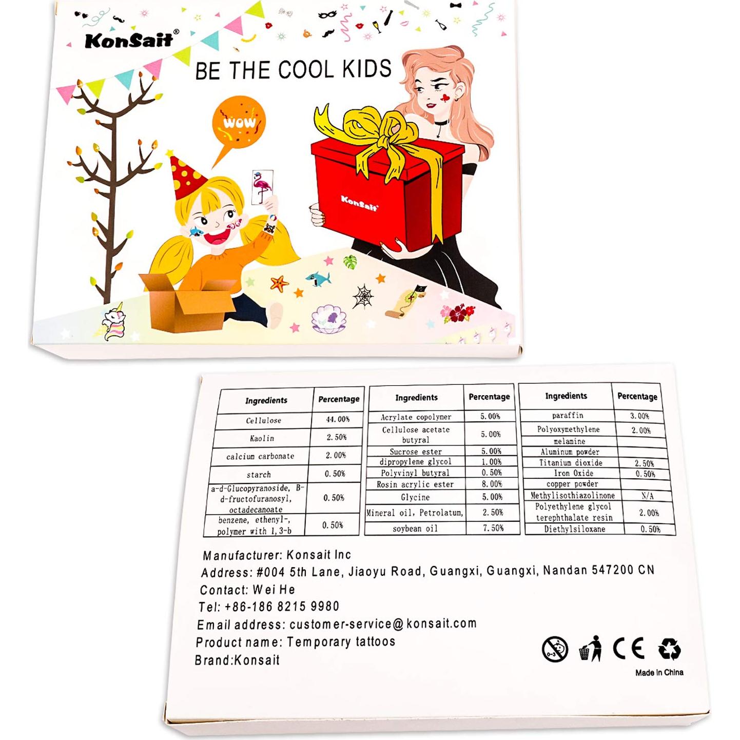 Tatuajes Temporales de Pirata Konsait - 96 Pcs, 4.5x4.5 cm