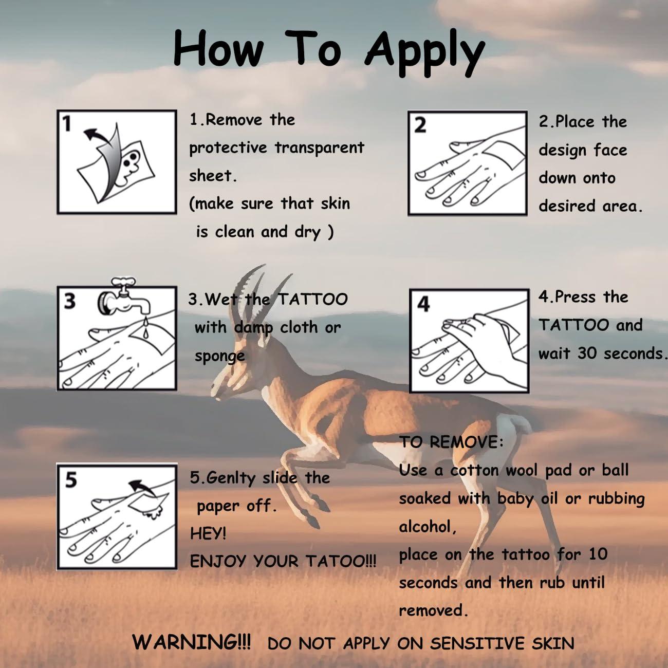 Tatuajes Temporales Acuarelados de Animales Charlent - 74 Piezas