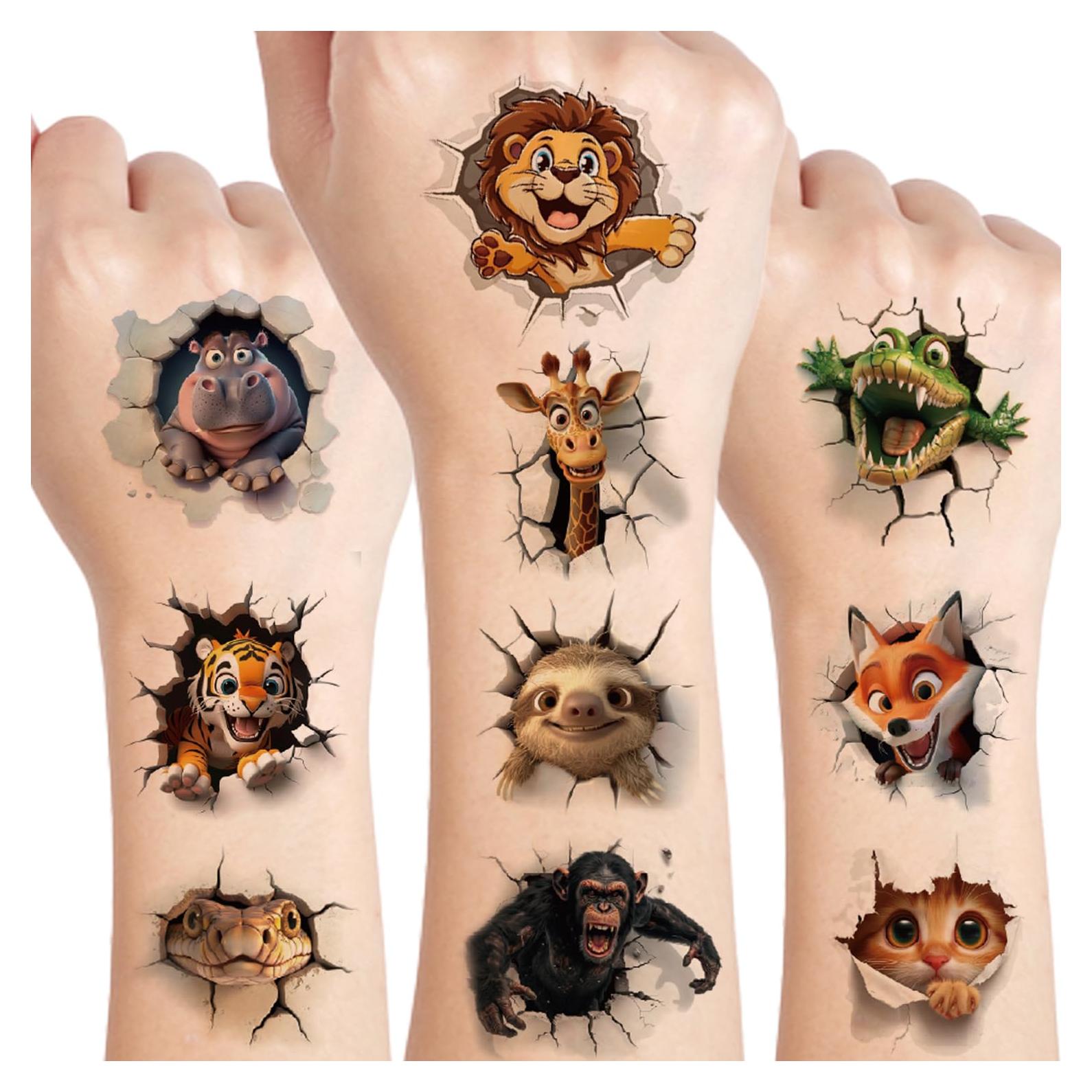 Tatuajes Temporales de Animales UVUXO - 10 Hojas para Niños