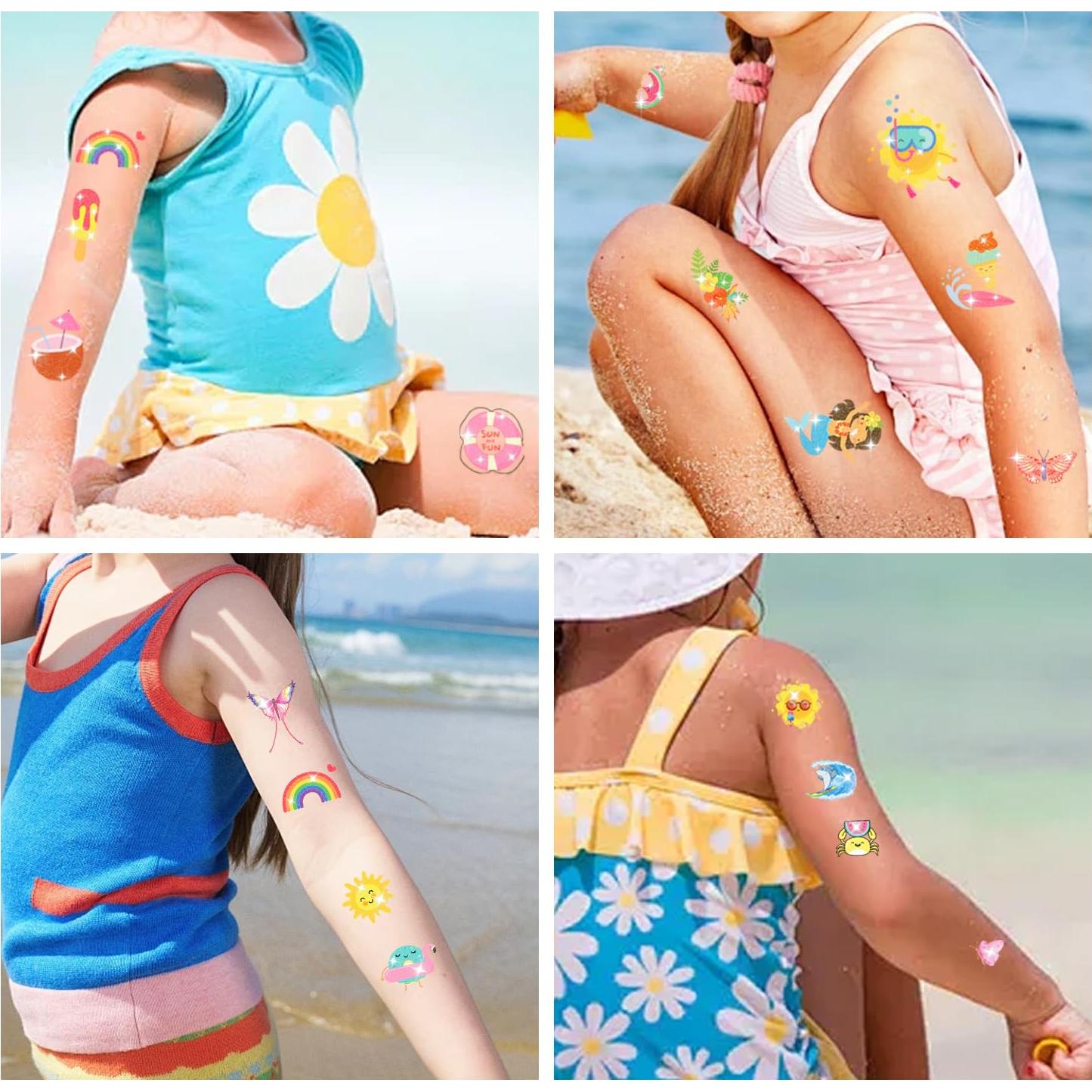 120 Tatuajes Temporales Brillantes TATUWST para Niños - Fiesta de Verano