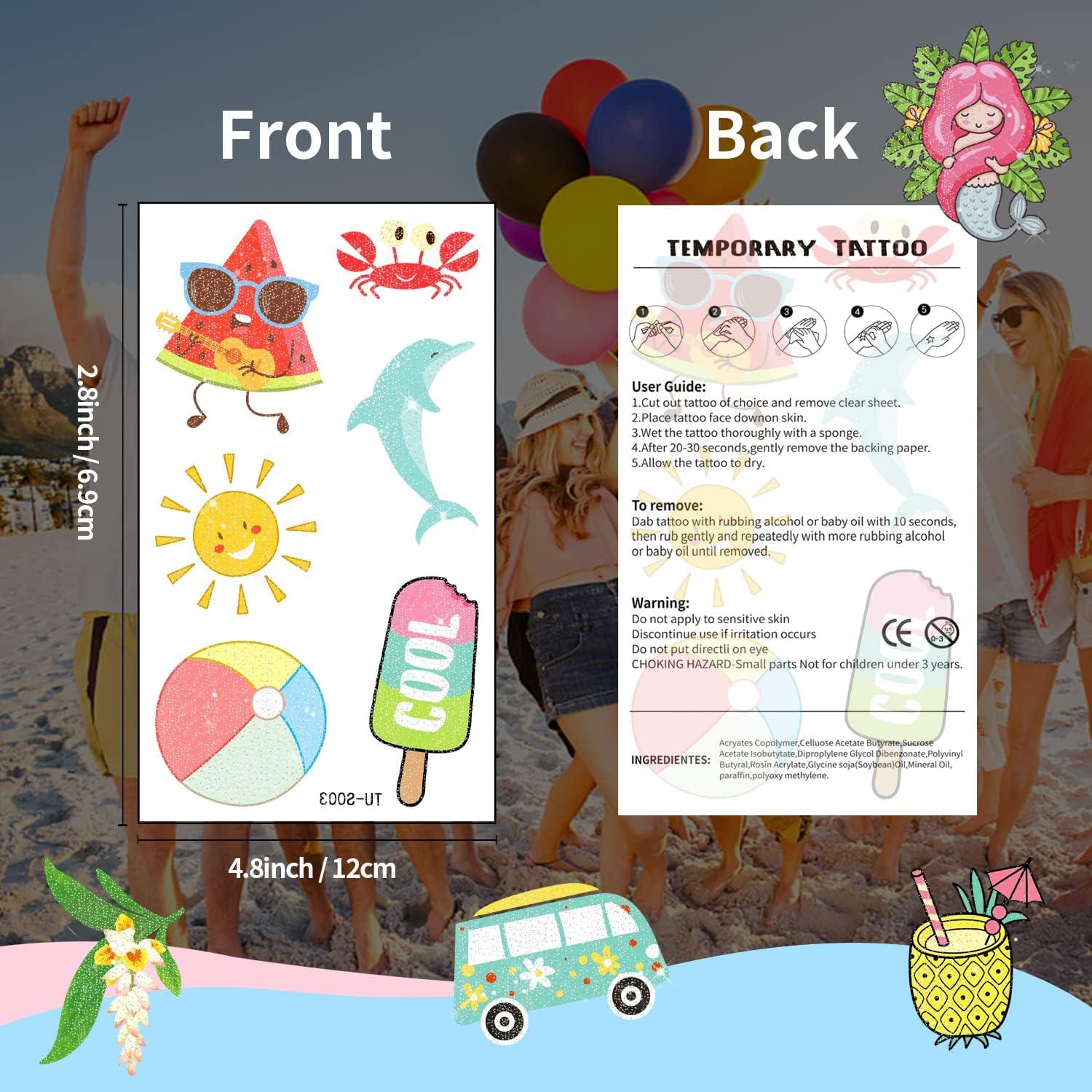 120 Tatuajes Temporales Brillantes TATUWST para Niños - Fiesta de Verano