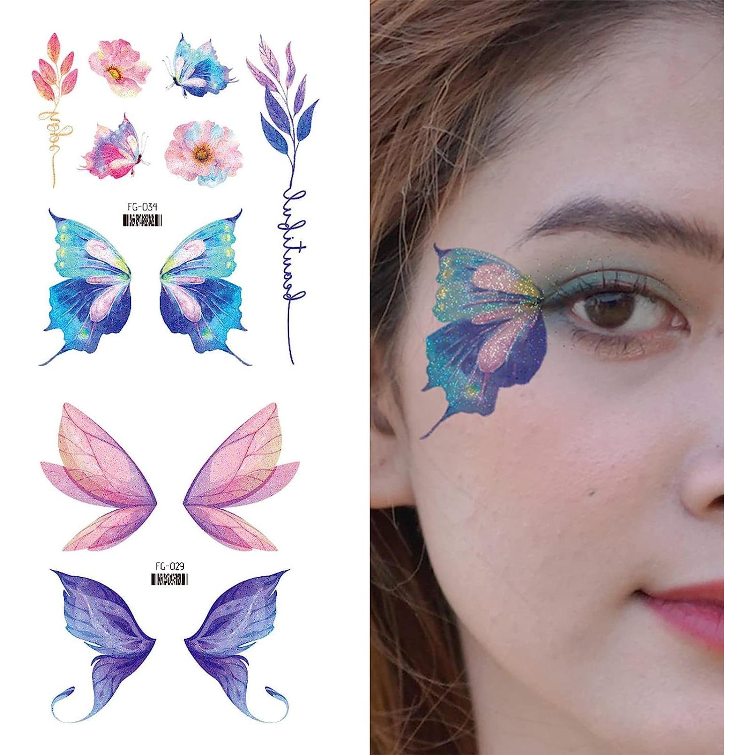 Tatuajes Temporales de Mariposa Brillante Konsait - 12 Hojas