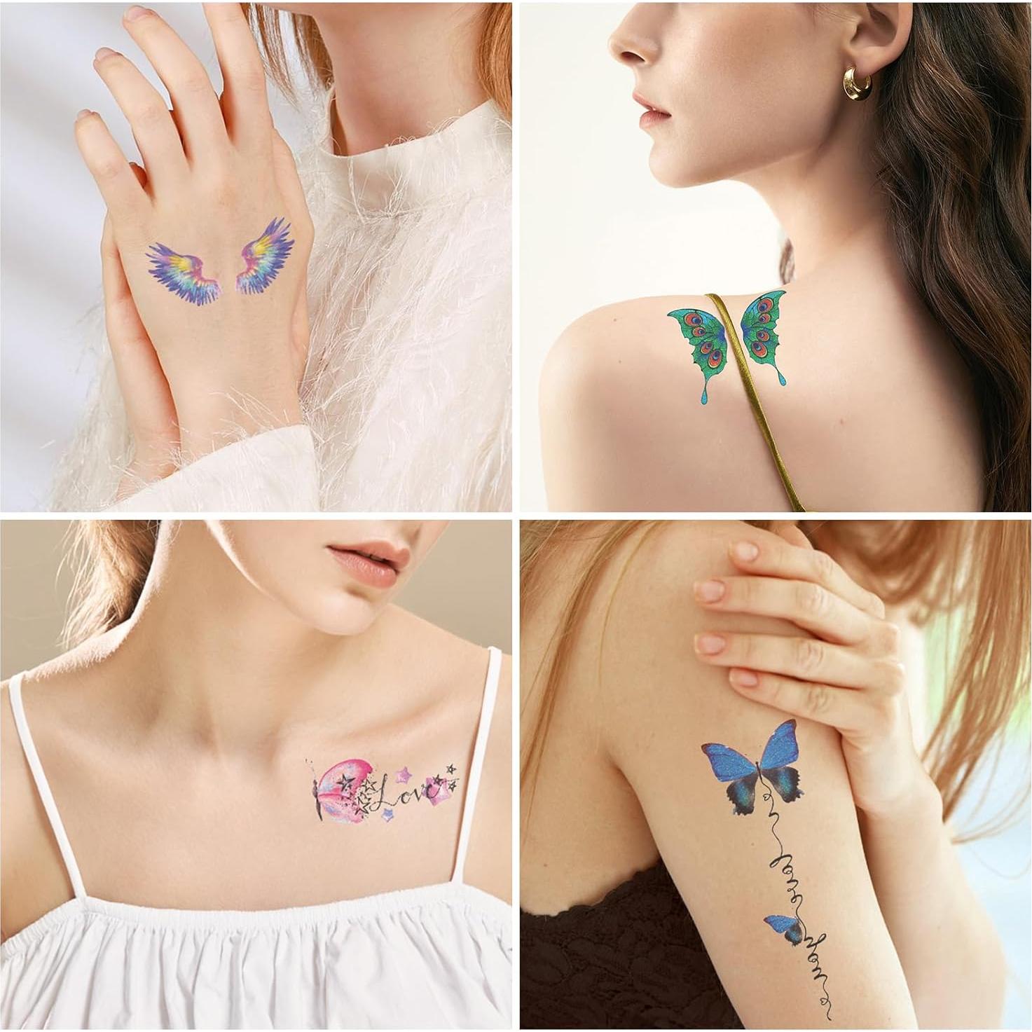 Tatuajes Temporales de Mariposa Brillante Konsait - 12 Hojas