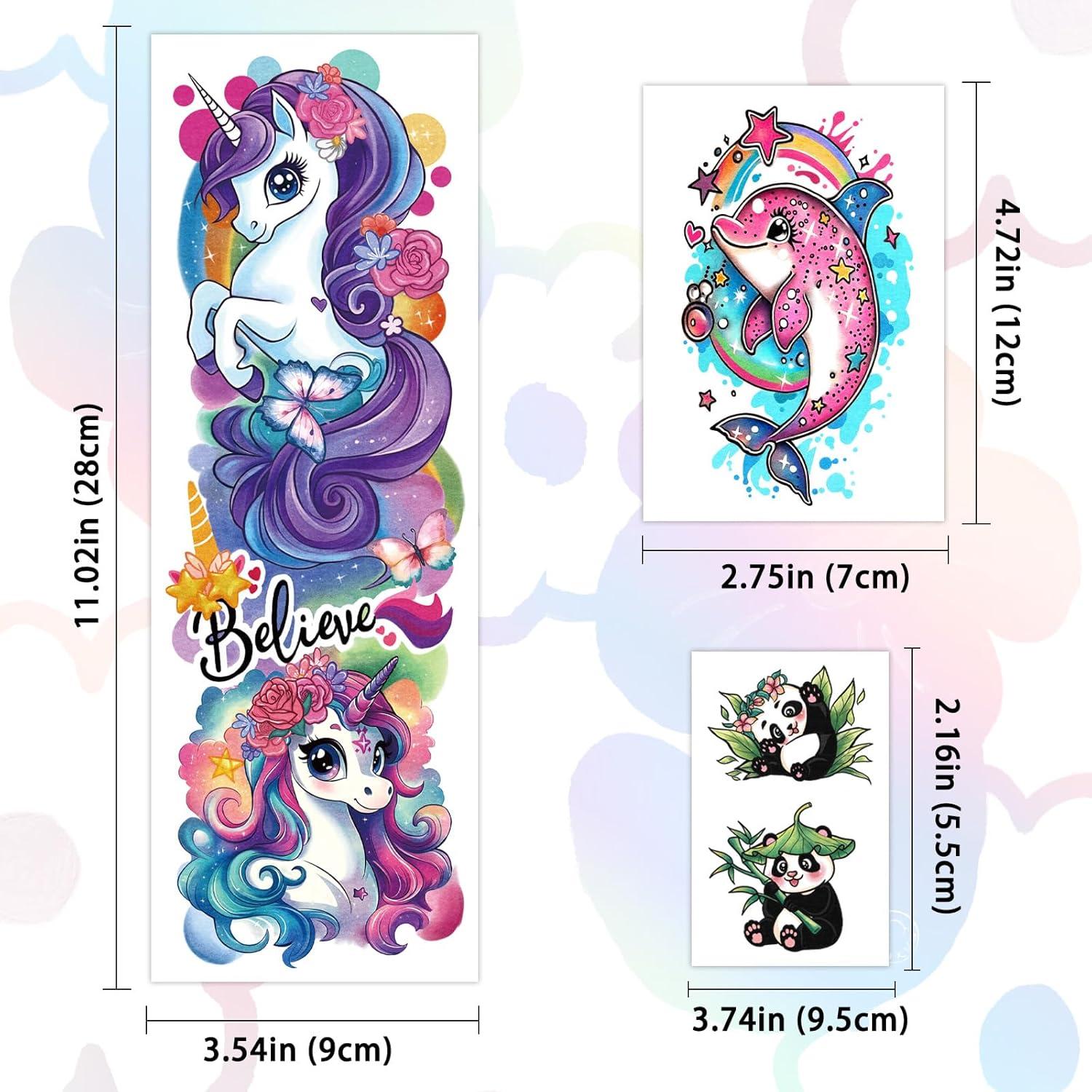 52 Hojas de Tatuajes Temporales Metuu para Niños - Animales y Más