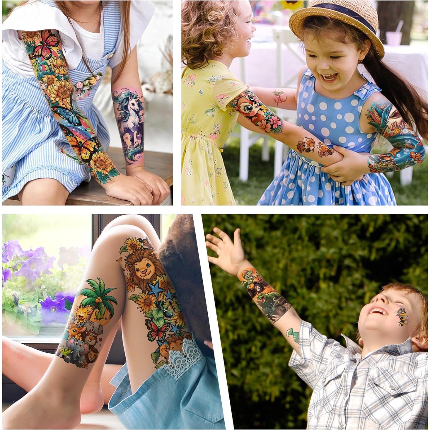 52 Hojas de Tatuajes Temporales Metuu para Niños - Animales y Más