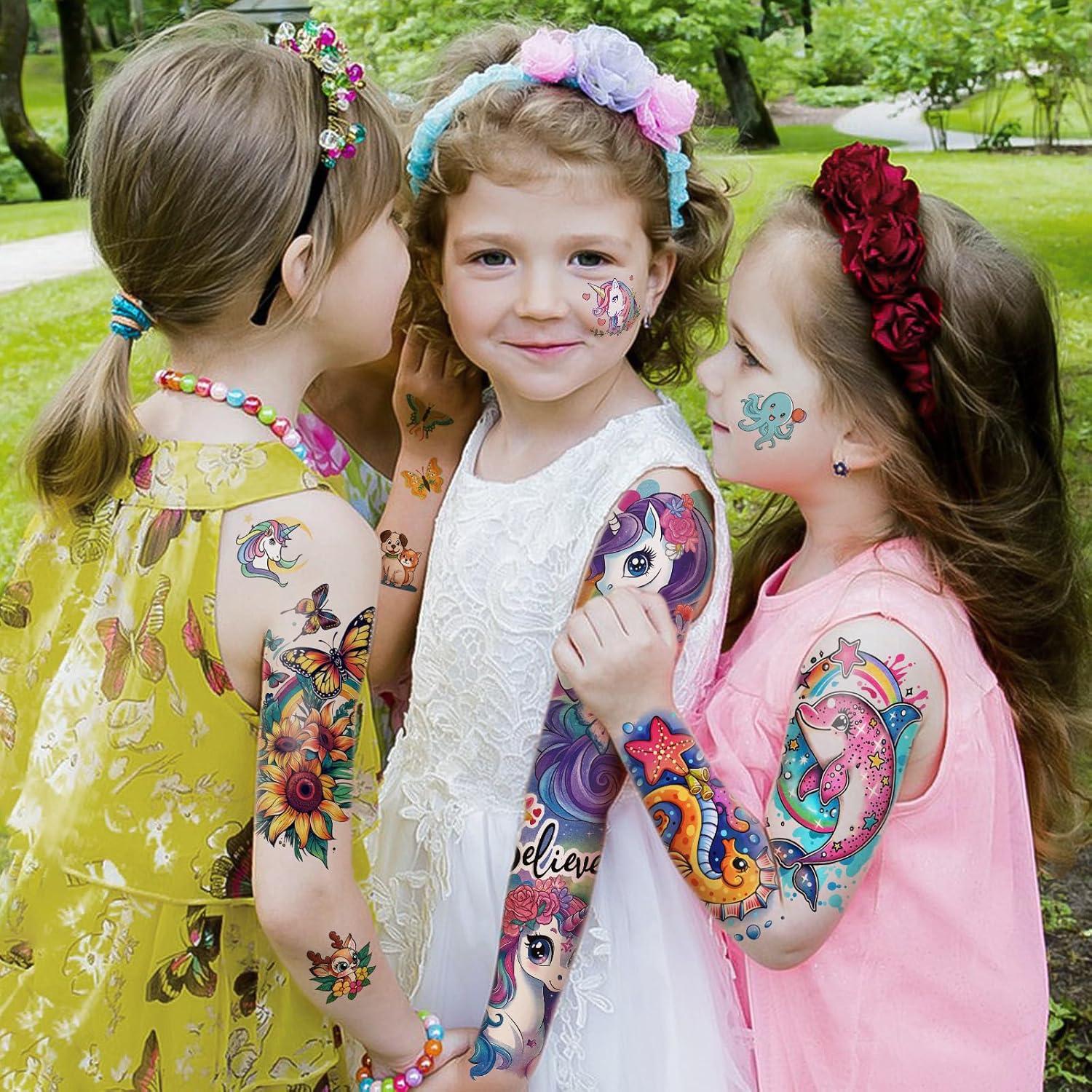 52 Hojas de Tatuajes Temporales Metuu para Niños - Animales y Más