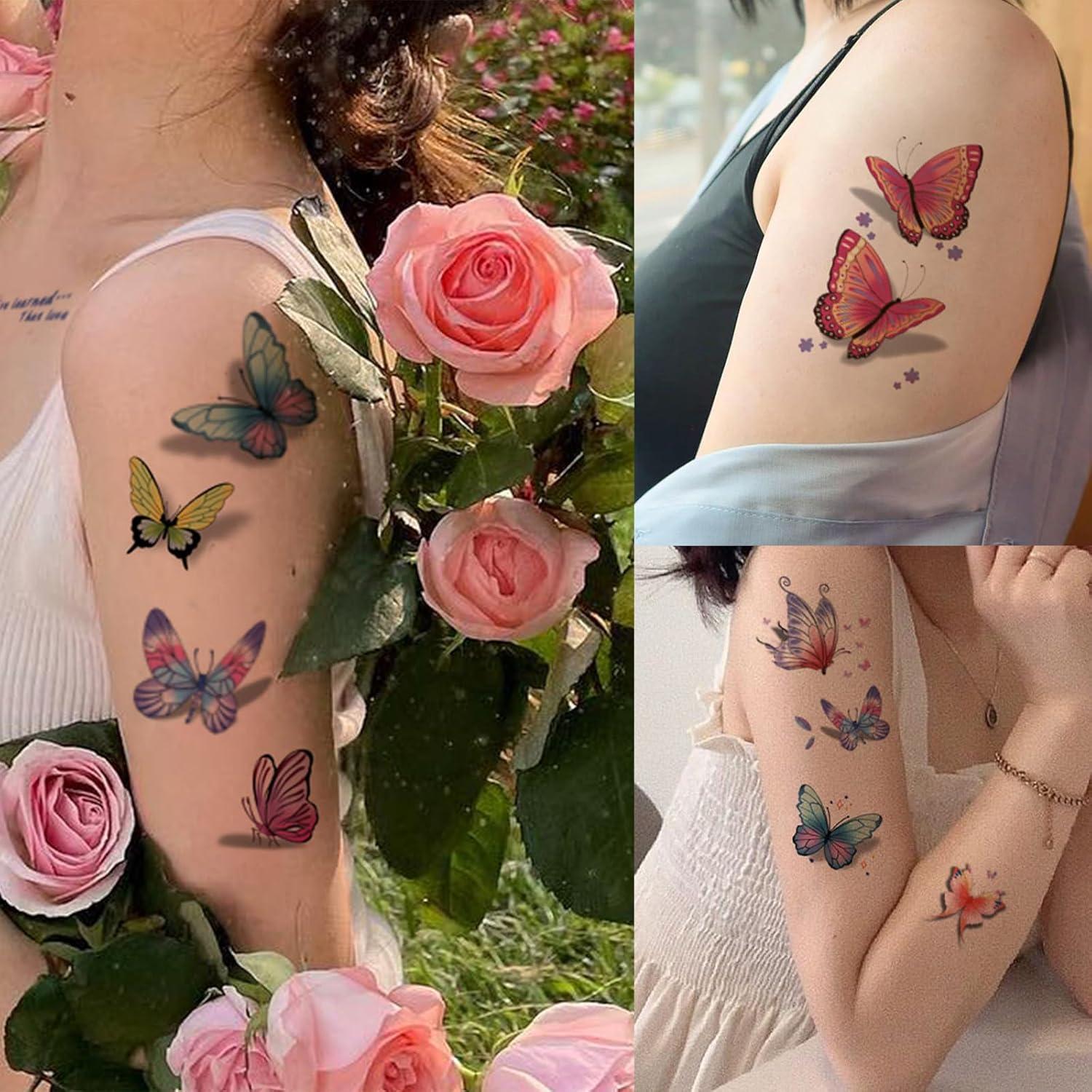 Tatuajes Temporales de Mariposa FUNTATTOO 150 Pcs Coloridos