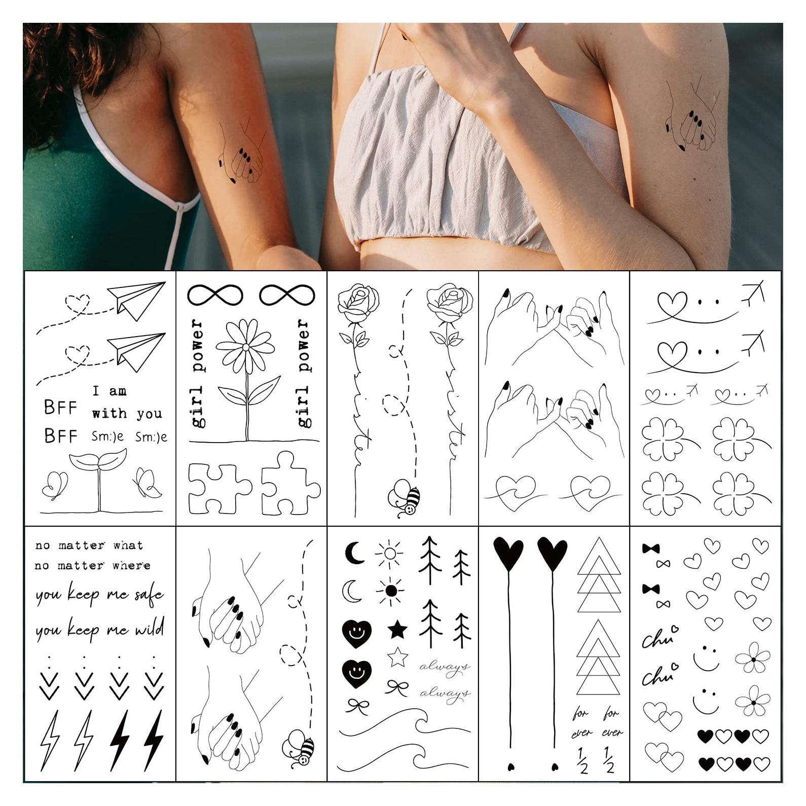 Tatuajes Temporales Realistas Esland para Mejores Amigos - 10 Piezas