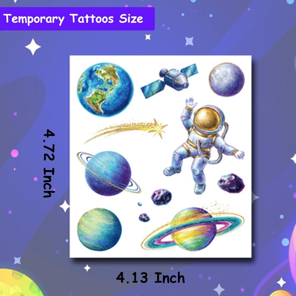 120 Tatuajes Temporales Brillantes Galaxia Niños 12 Hojas