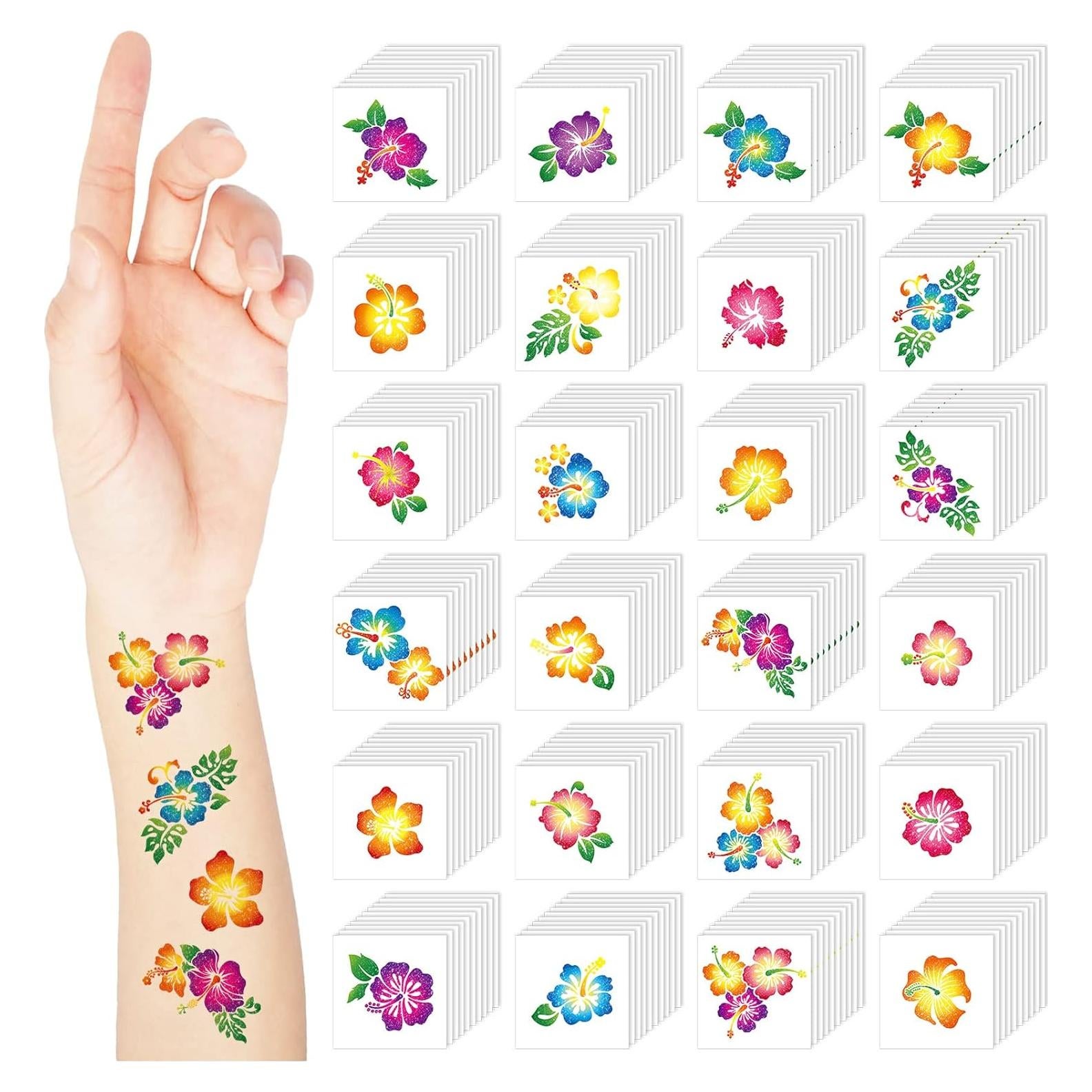 Tatuajes Temporales de Brillo Hibisco Nosiny - 240 Piezas