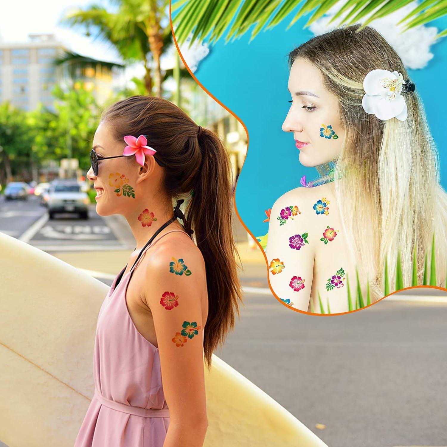 Tatuajes Temporales de Brillo Hibisco Nosiny - 240 Piezas