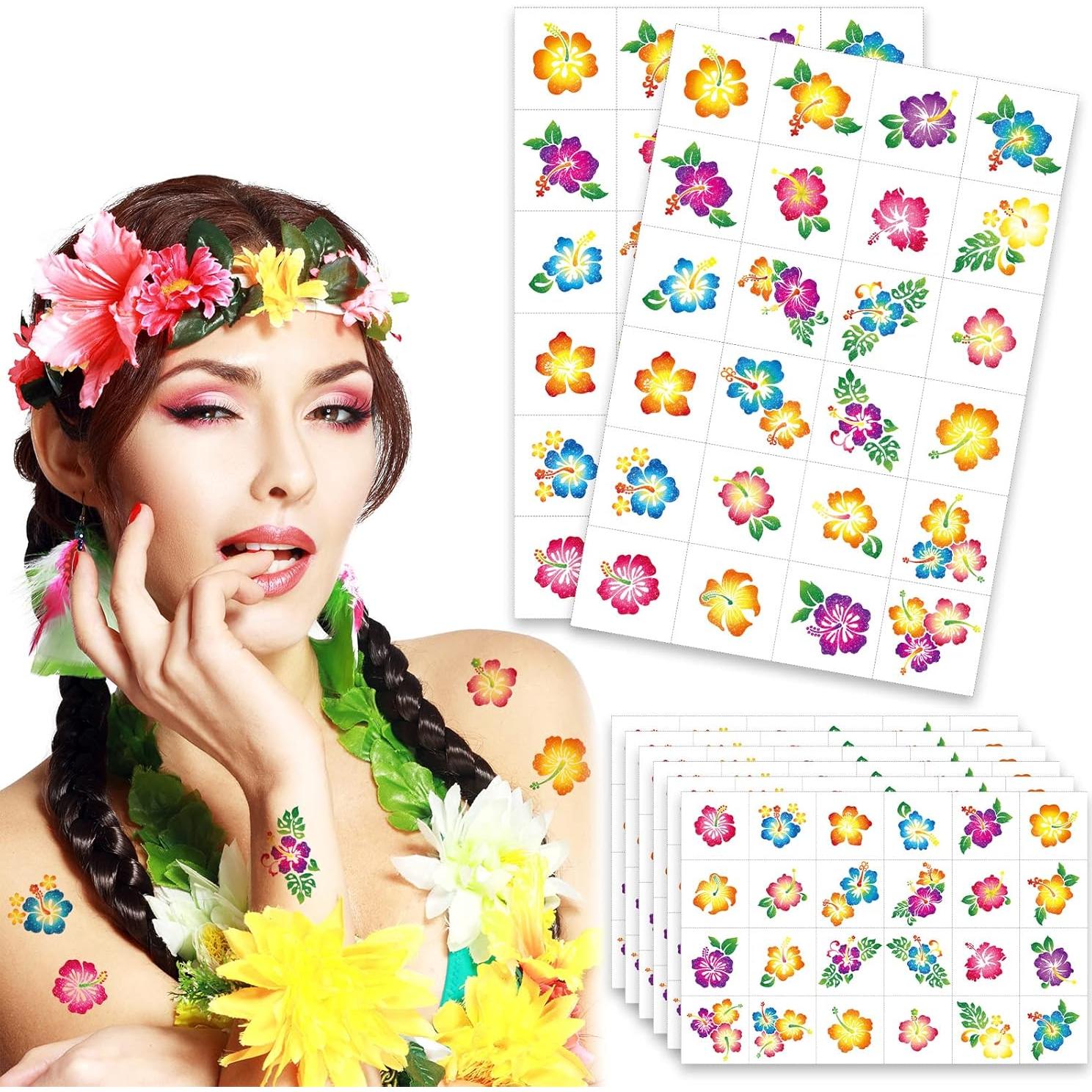 Tatuajes Temporales de Brillo Hibisco Nosiny - 240 Piezas