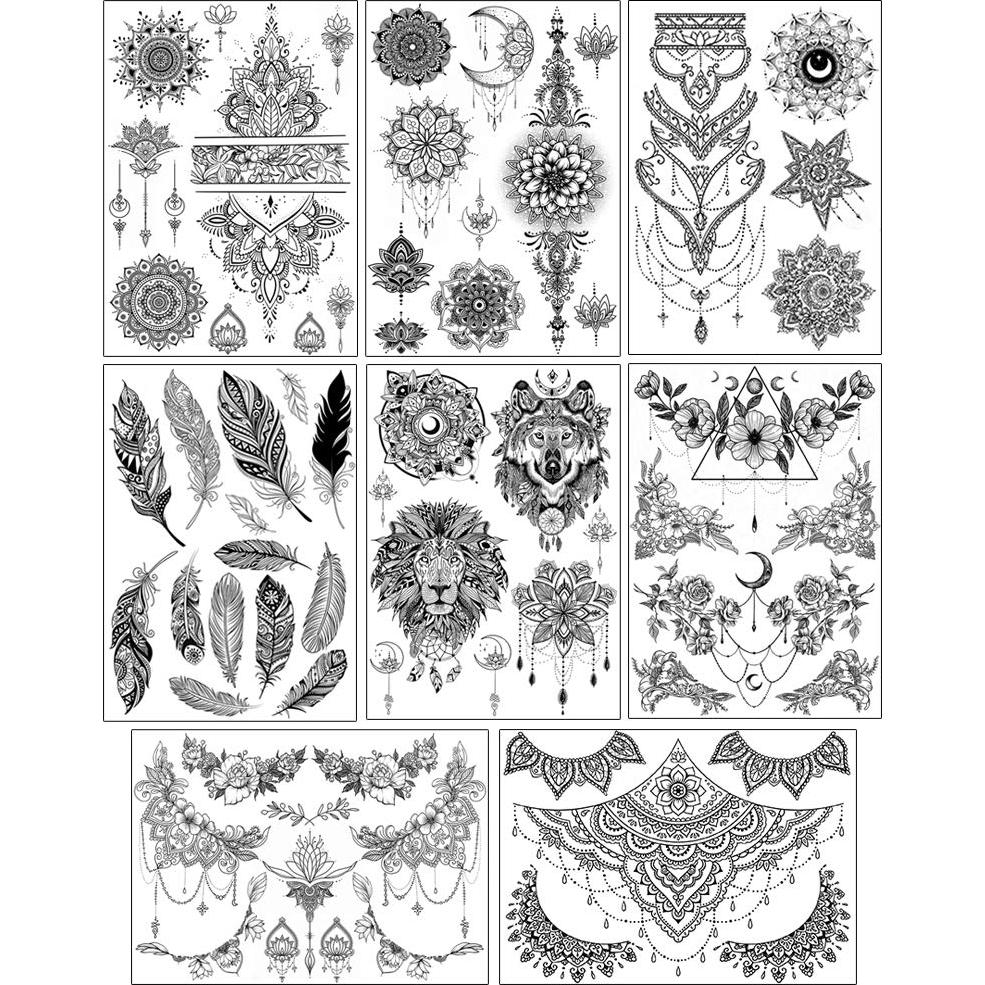 Tatuajes Temporales Glaryyears 8 Hojas Diseño Floral Grande