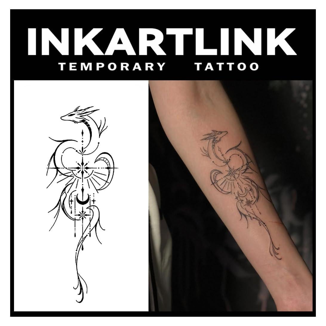 Tatuaje Semipermanente INKARTLINK Dragón Elfo 2 Hojas