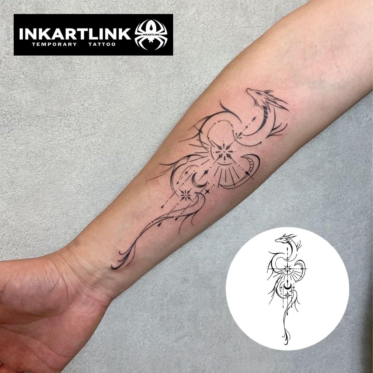 Tatuaje Semipermanente INKARTLINK Dragón Elfo 2 Hojas