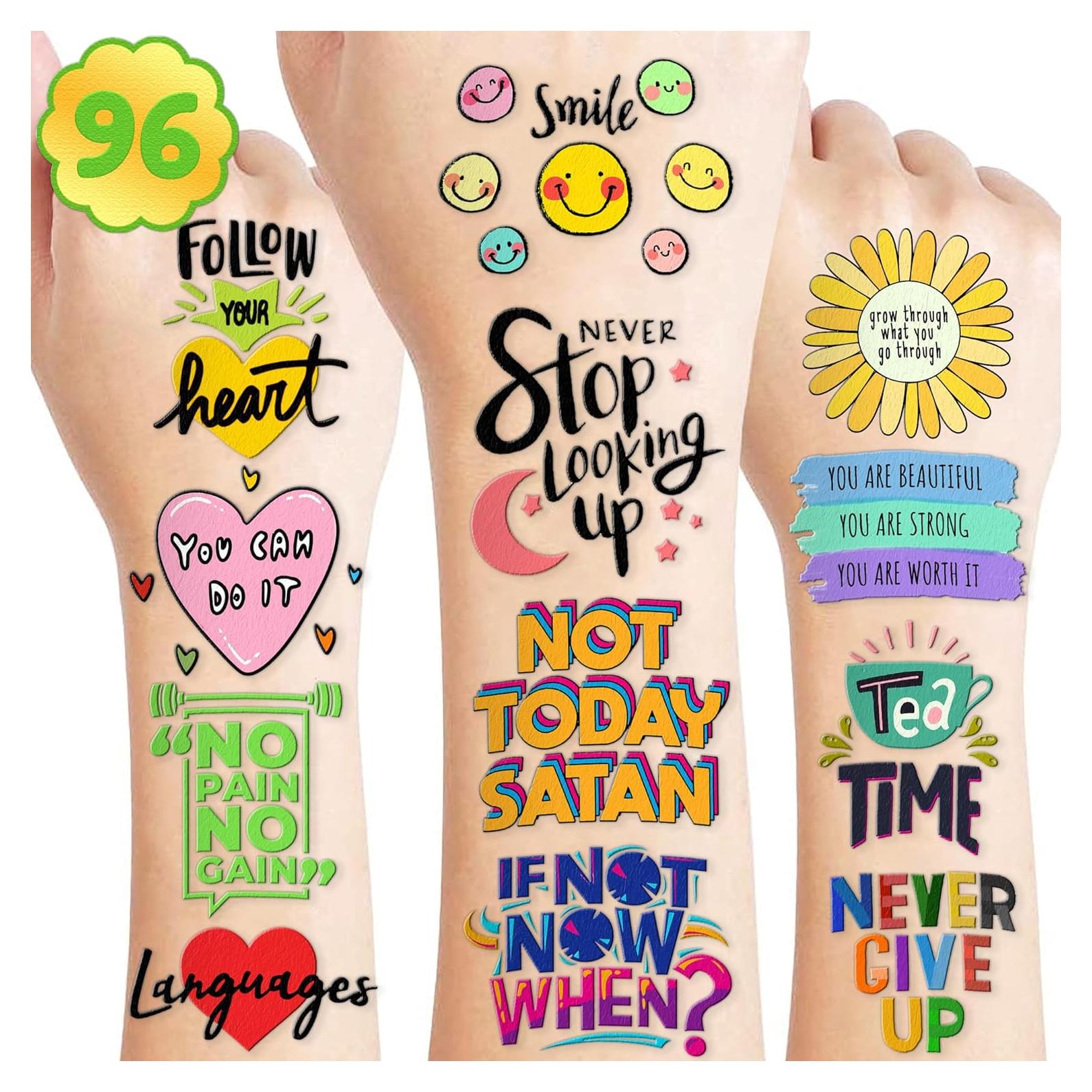 96 Tatuajes Temporales Motivacionales Frawharmone 16x11.9cm