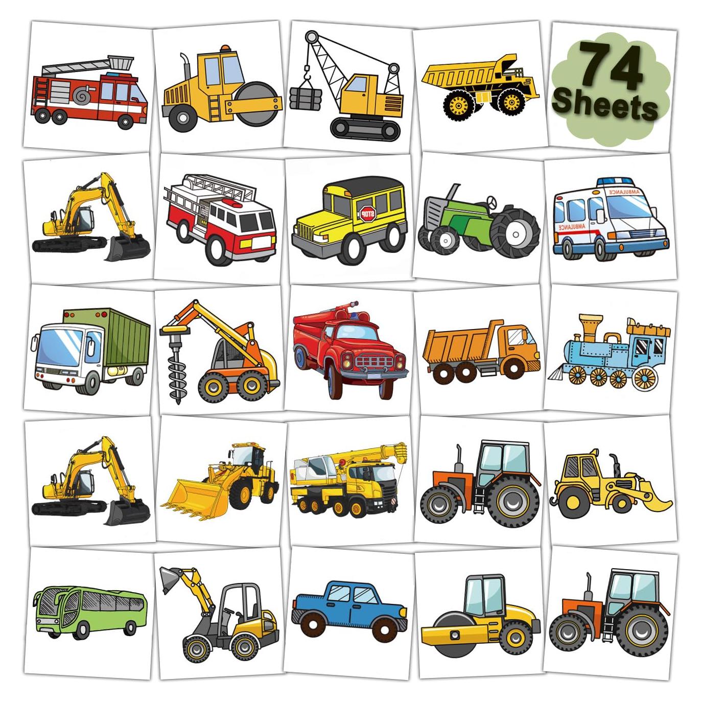 Tatuajes Temporales de Autos y Camiones CHARLENT - 74 Hojas