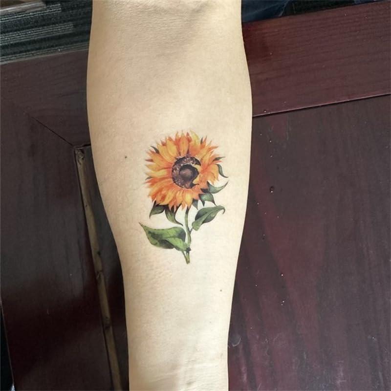 Calcomanías Tatuaje Temporal SanerLian Girasoles Acuarela 24 Unidades
