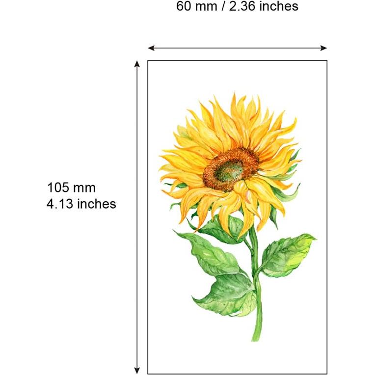 Calcomanías Tatuaje Temporal SanerLian Girasoles Acuarela 24 Unidades