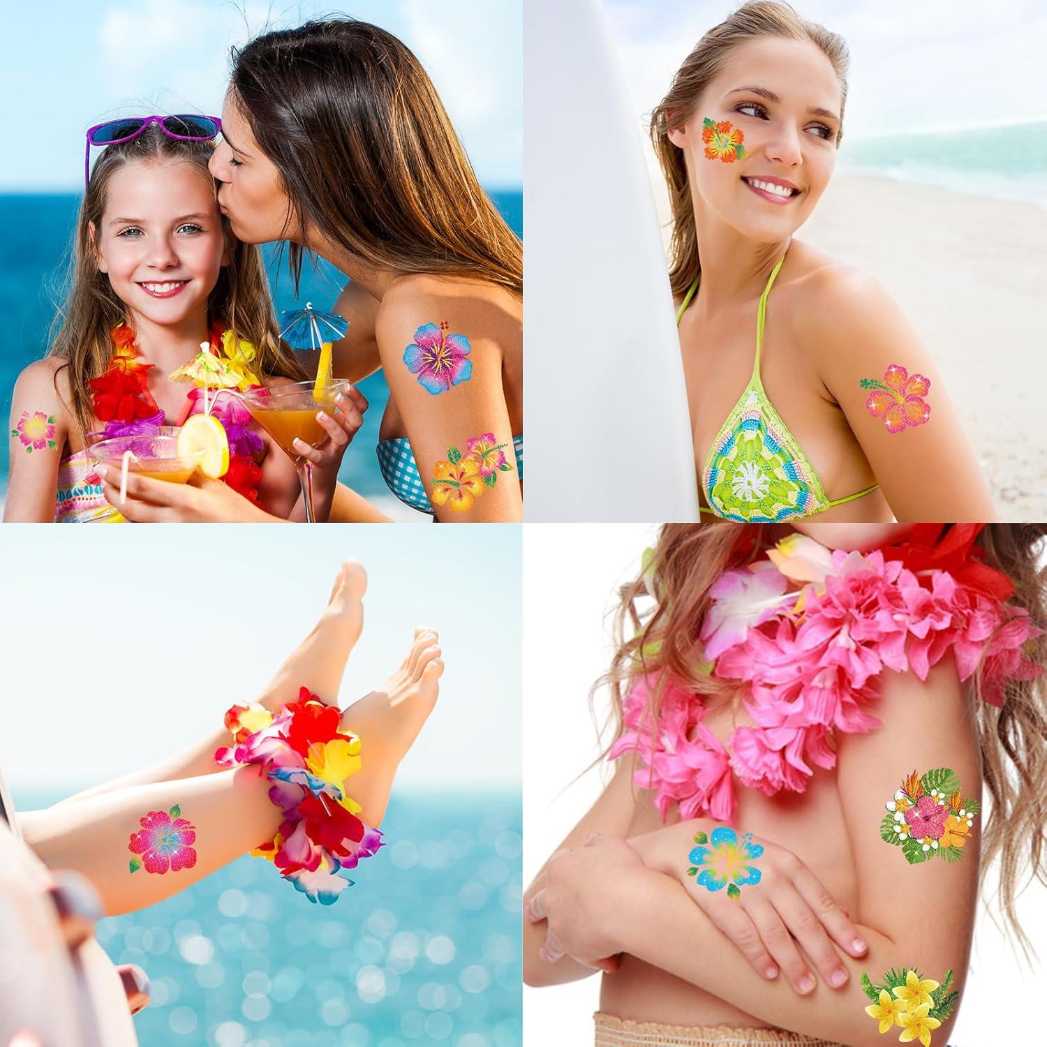 Tatuajes Temporales de Hibisco HOWAF - 72 Piezas Brillantes