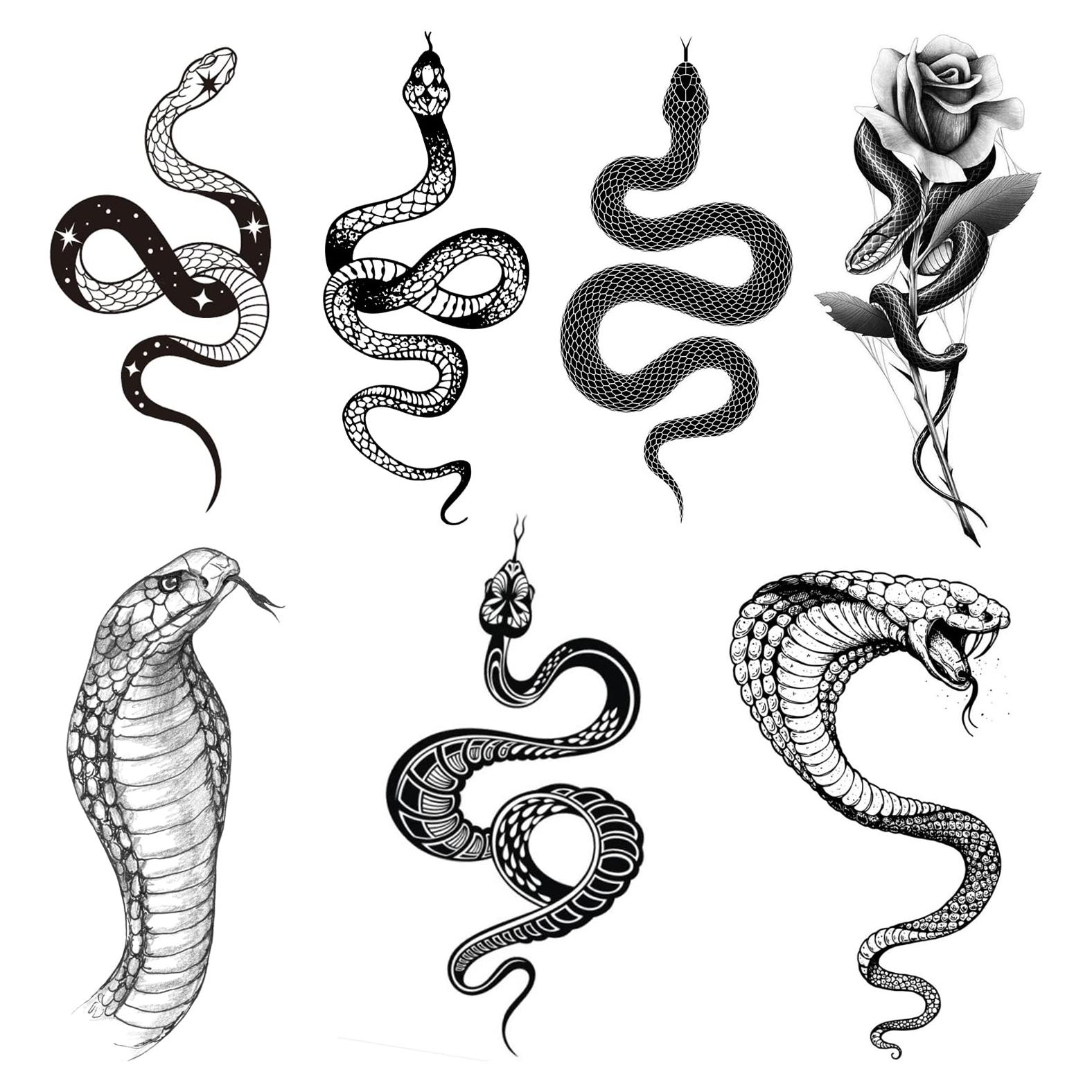 Tatuajes Temporales Serpiente Tazimi - 6 Hojas Negros 14x6.8 cm