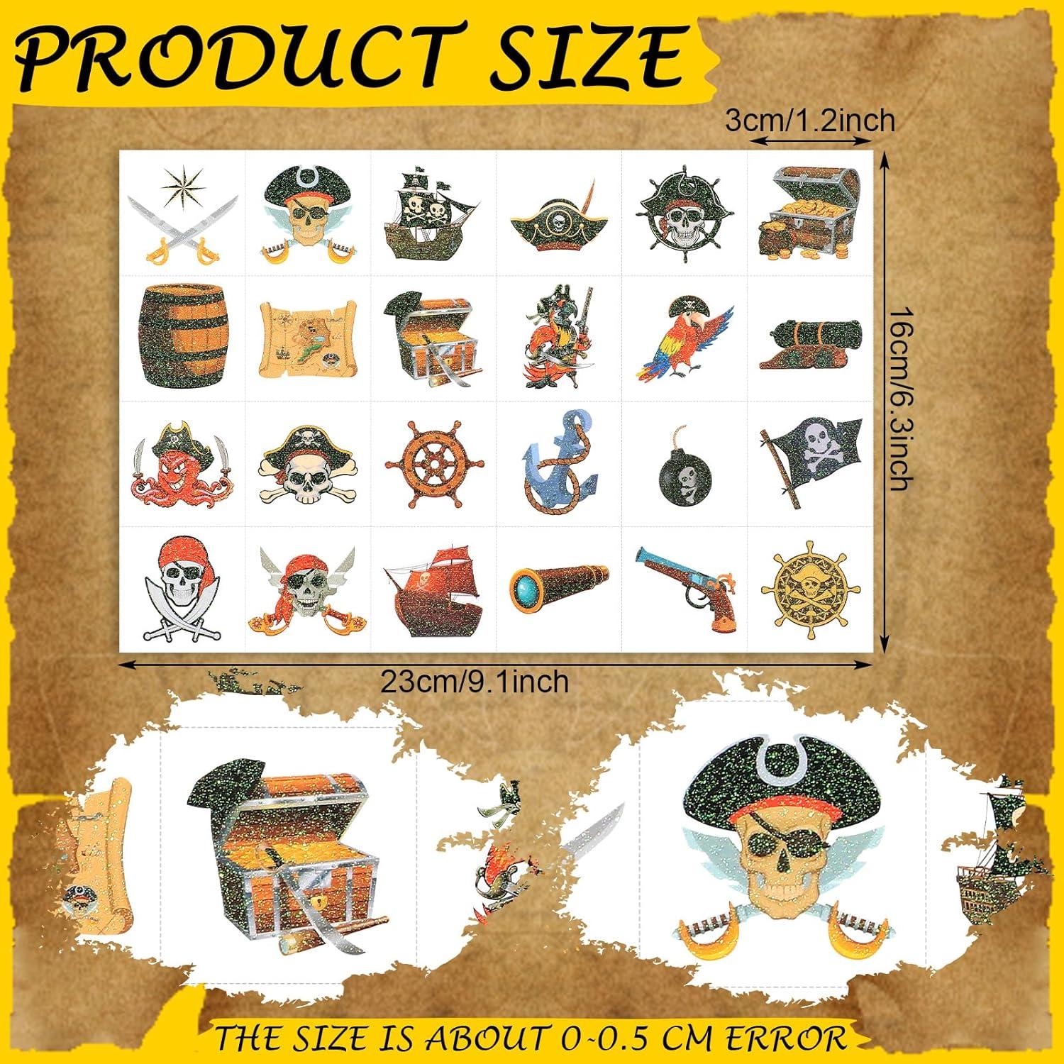 240 Tatuajes Temporales Pirata Brillantes Landhoow 23x16cm