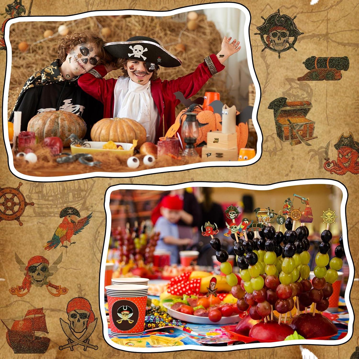 240 Tatuajes Temporales Pirata Brillantes Landhoow 23x16cm