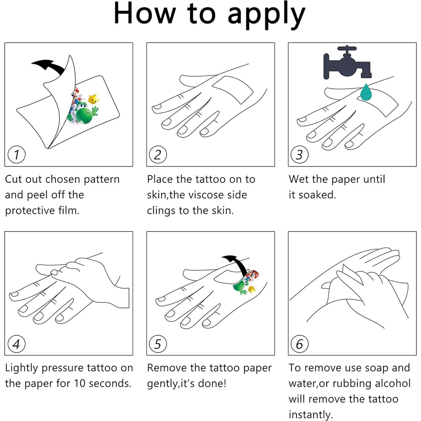 60 Tatuajes Temporales de Dibujos Animados YINGXIANG para Niños