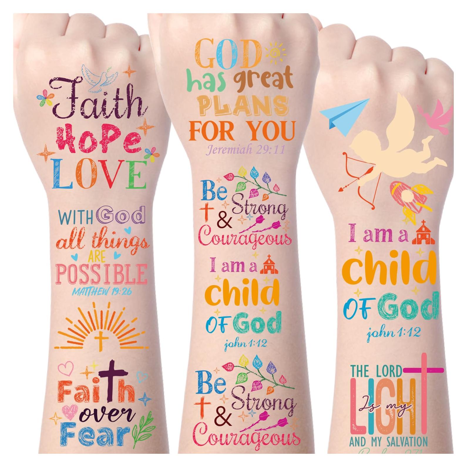 Tatuajes Temporales Cristianos Yoyuspy - 8 Diseños Bíblicos