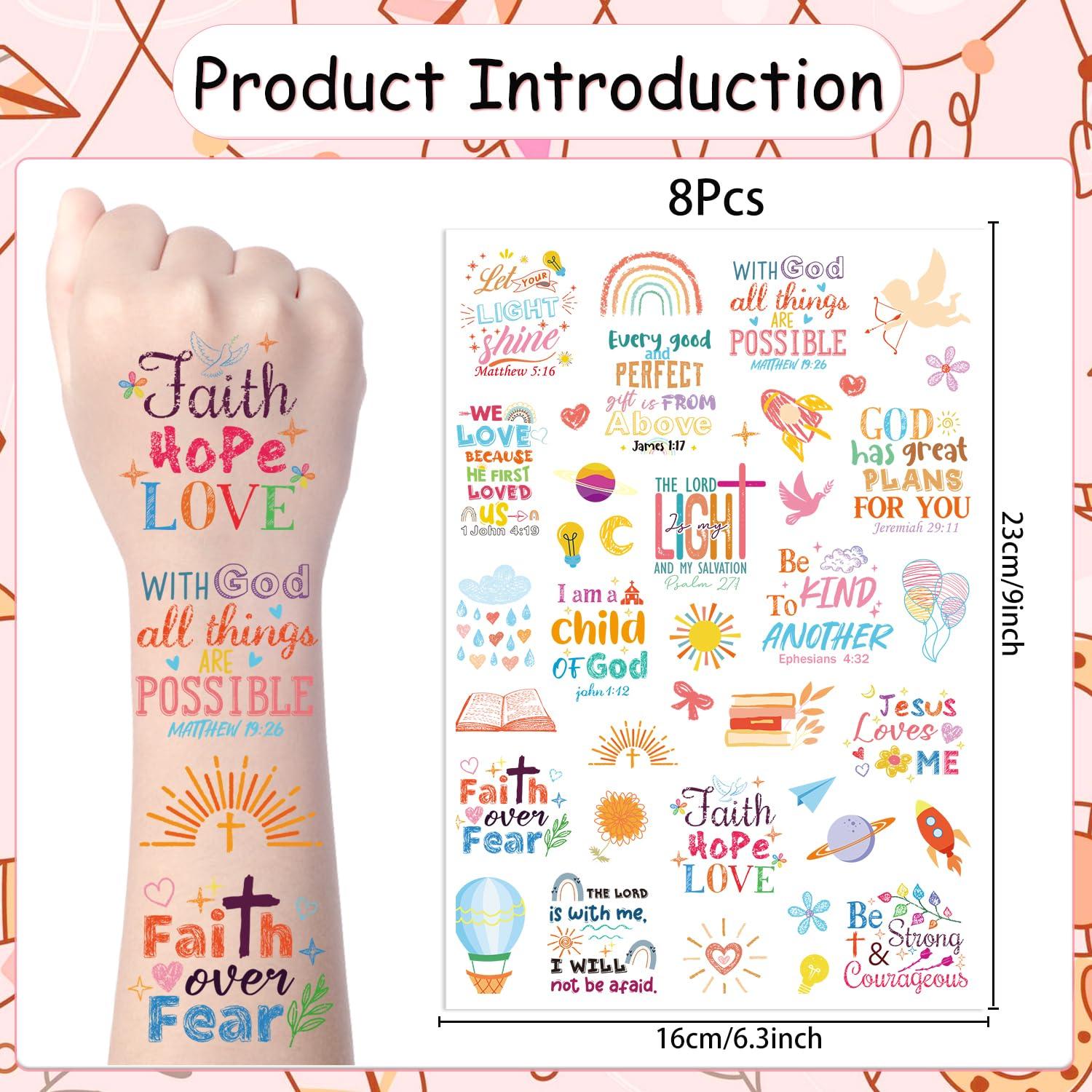 Tatuajes Temporales Cristianos Yoyuspy - 8 Diseños Bíblicos