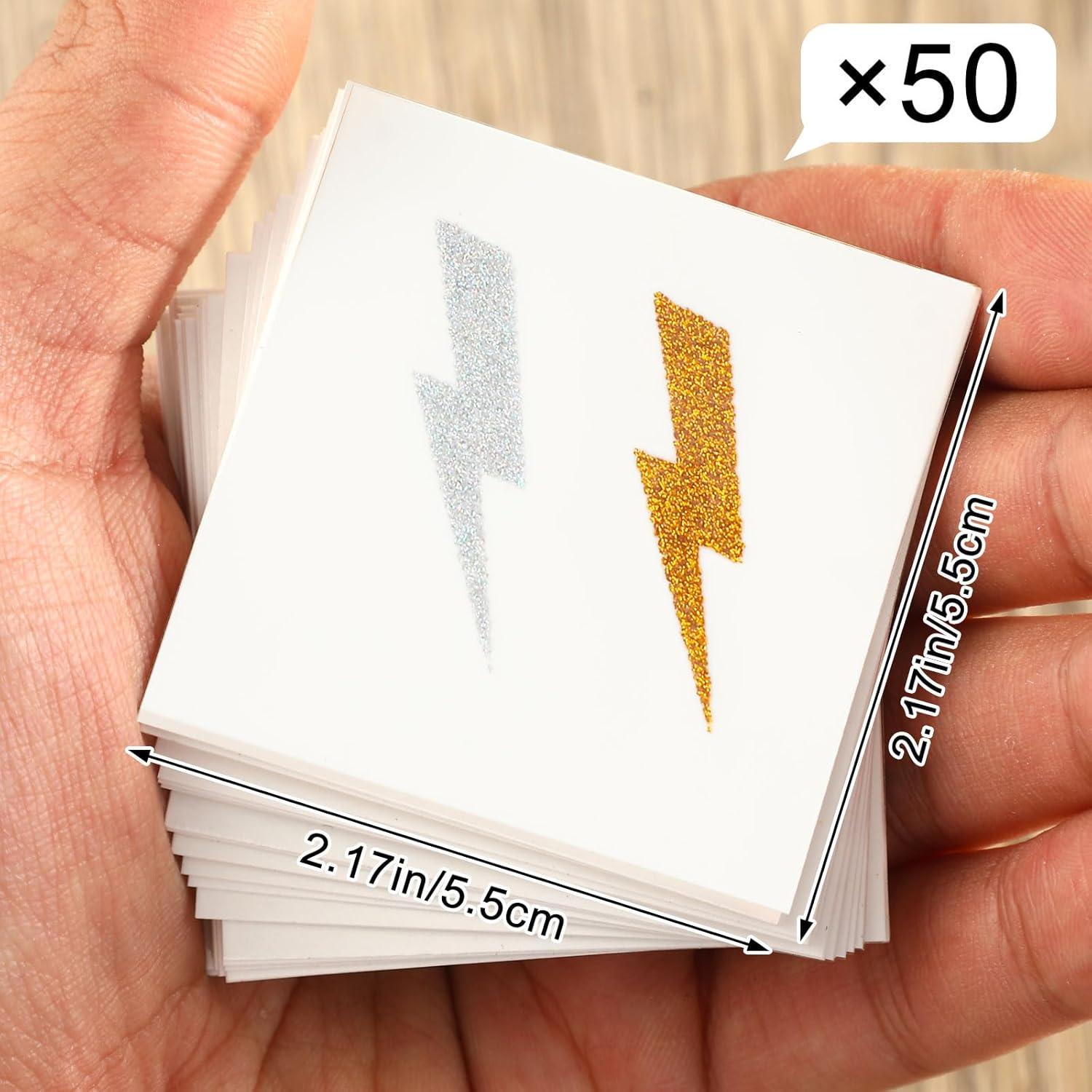 Tatuajes Temporales Cholemy 50 Pcs Relámpago Brillantes 5x5 cm