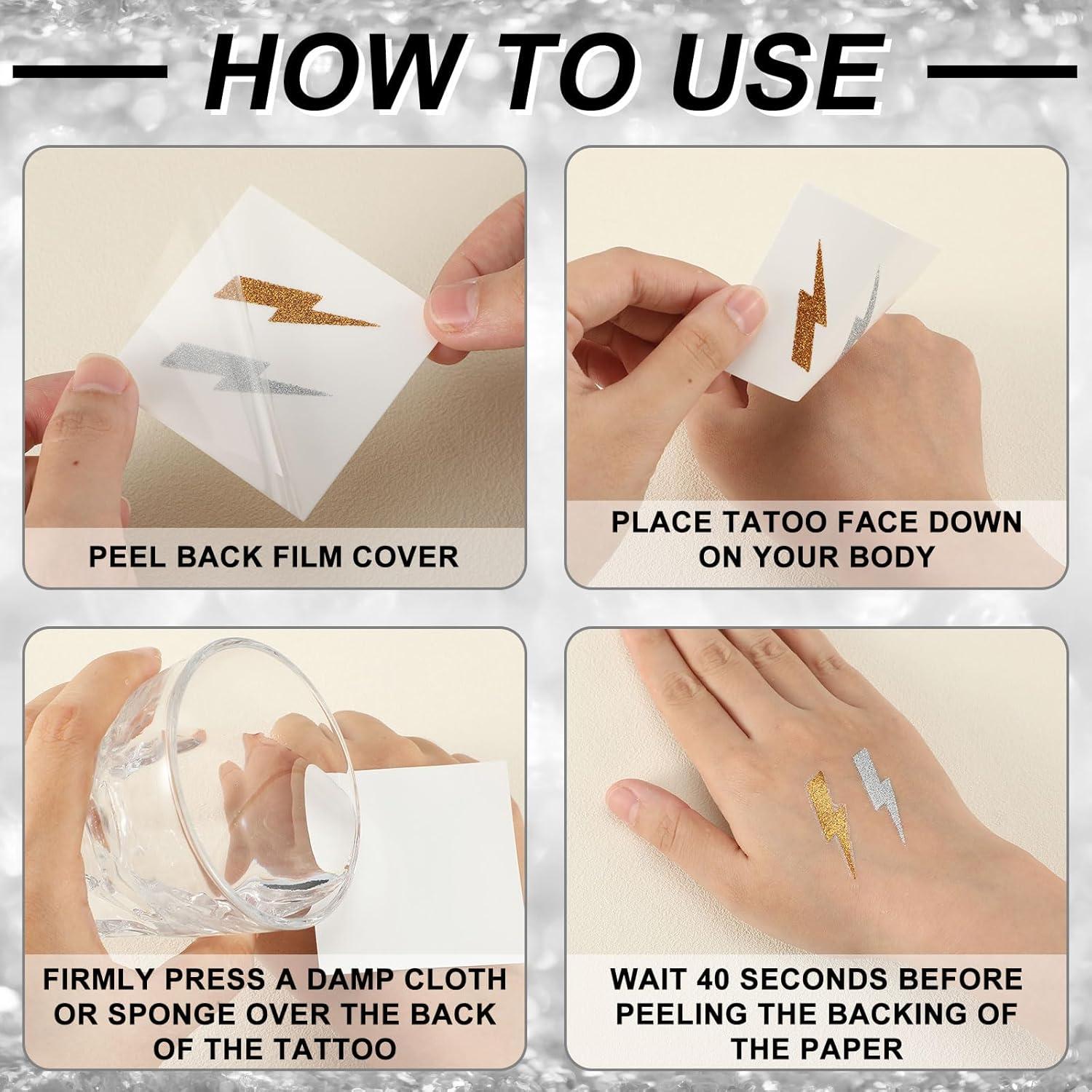 Tatuajes Temporales Cholemy 50 Pcs Relámpago Brillantes 5x5 cm