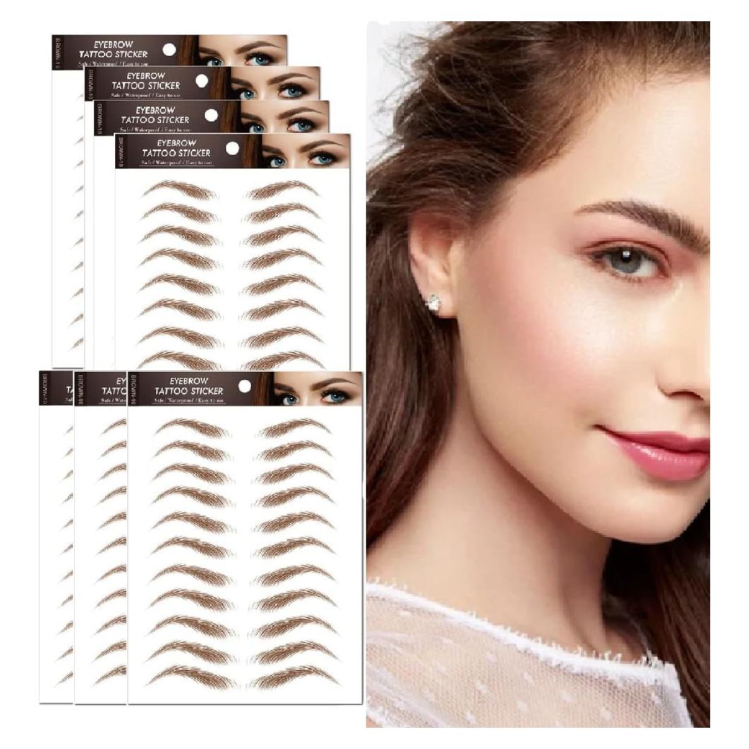Calcomanías de Tatuaje de Cejas 4D Kayiete Marrón 7 Hojas