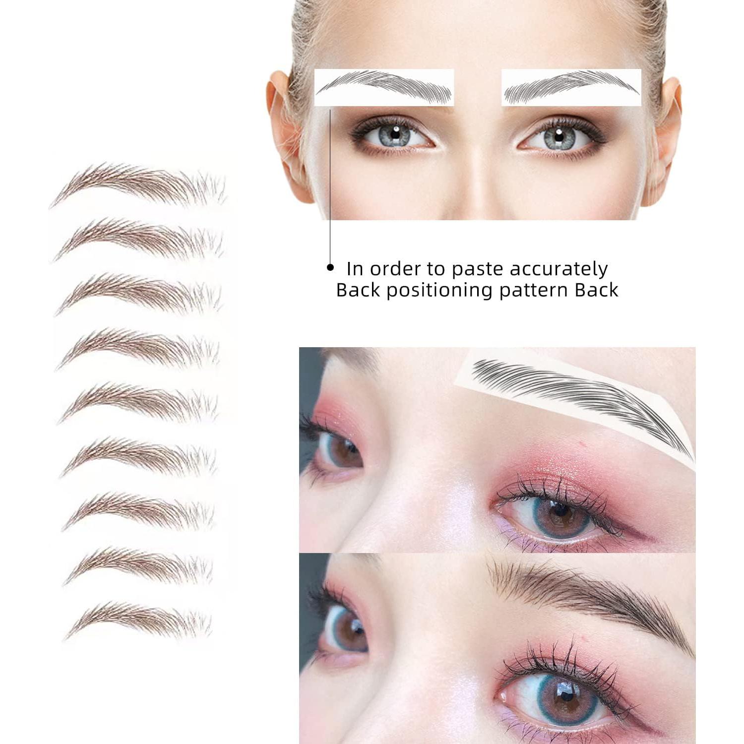 Calcomanías de Tatuaje de Cejas 4D Kayiete Marrón 7 Hojas