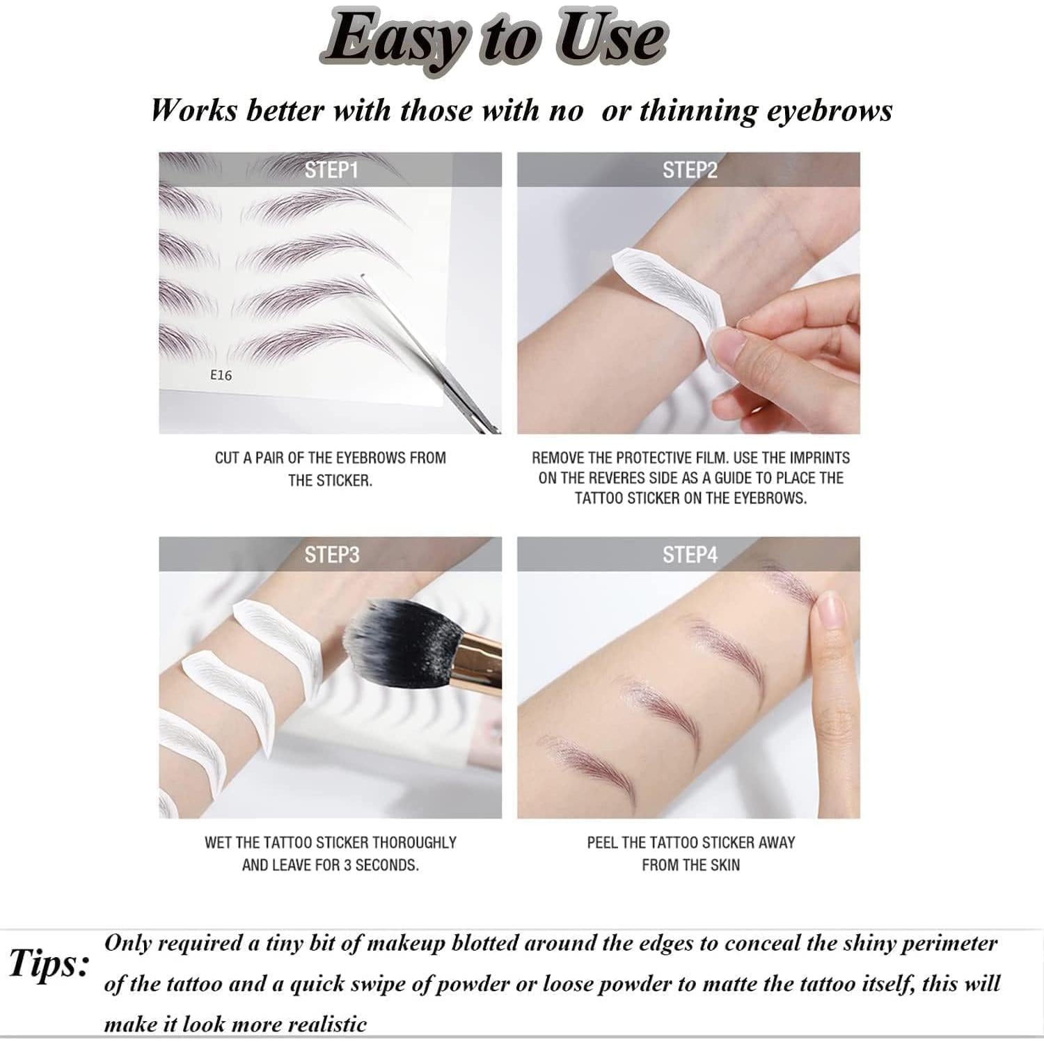 Calcomanías de Tatuaje de Cejas 4D Kayiete Marrón 7 Hojas