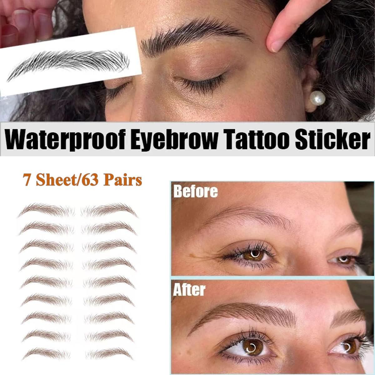 Calcomanías de Tatuaje de Cejas 4D Kayiete Marrón 7 Hojas