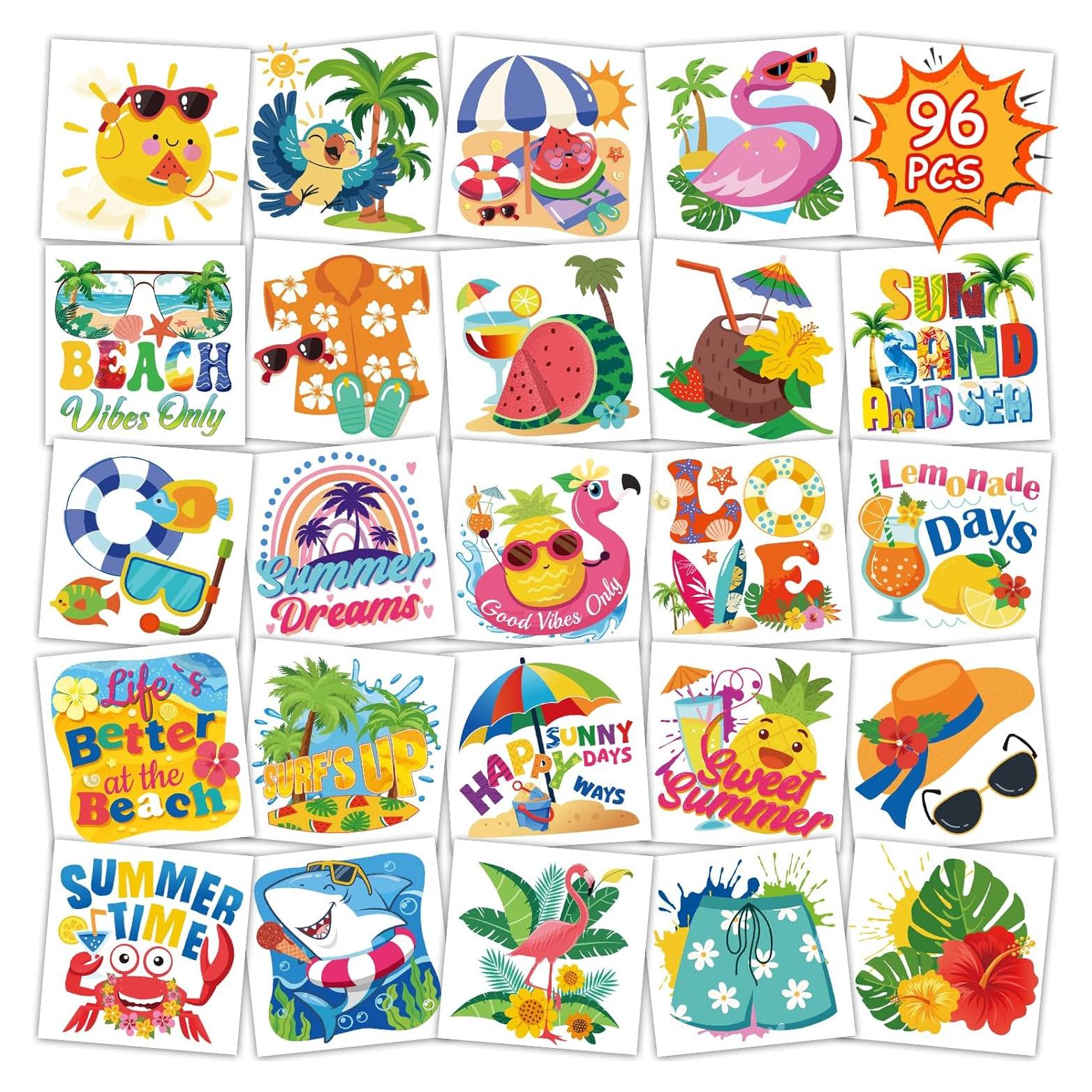 Tatuajes Temporales de Verano Konsait - 96 Piezas, 48 Diseños