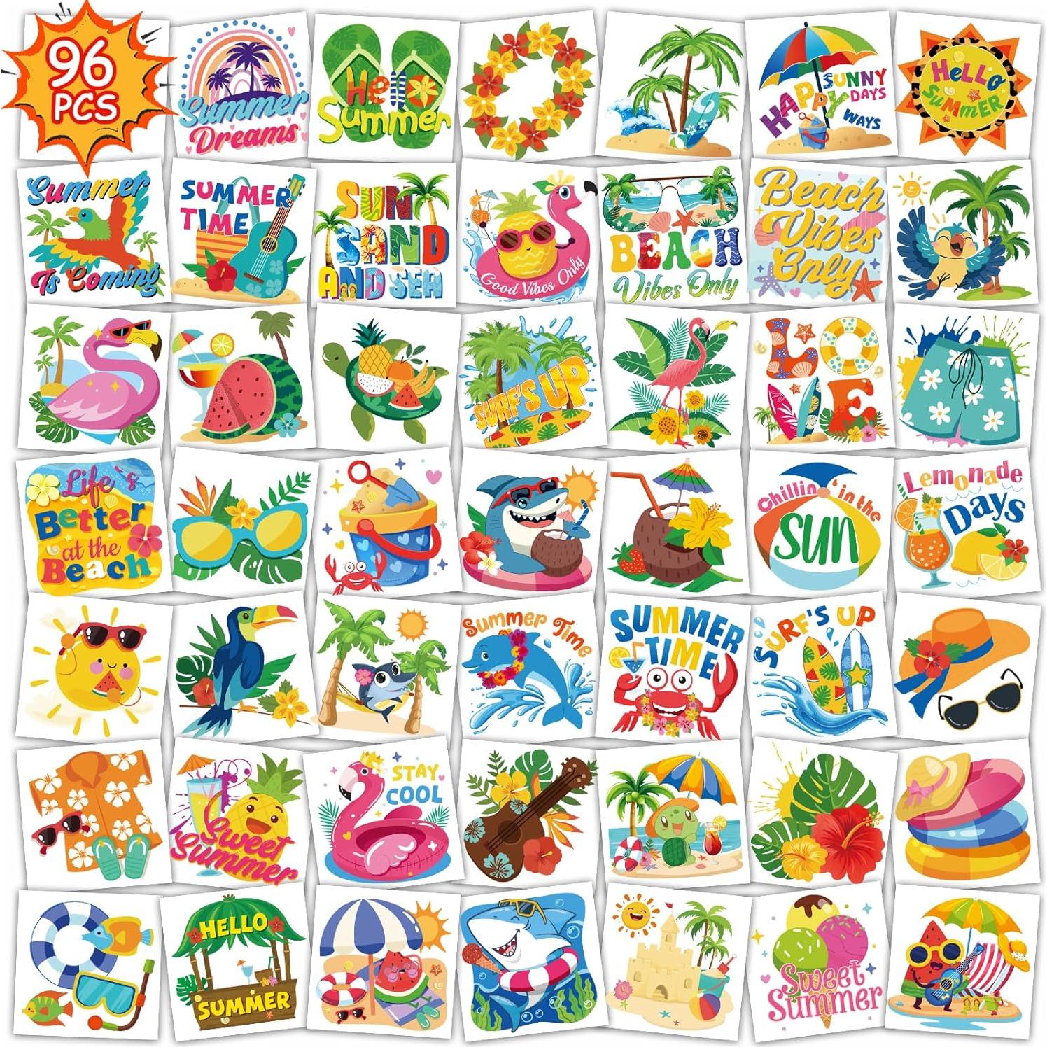 Tatuajes Temporales de Verano Konsait - 96 Piezas, 48 Diseños