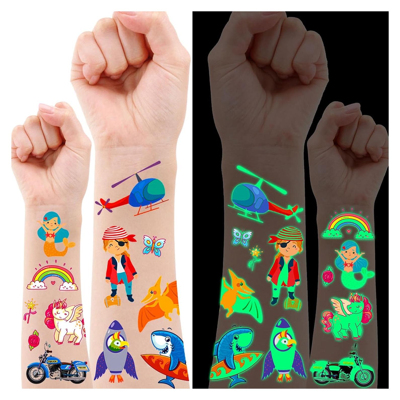 Tatuajes Temporales Brillantes AIRNOGO 310 Estilos para Niños