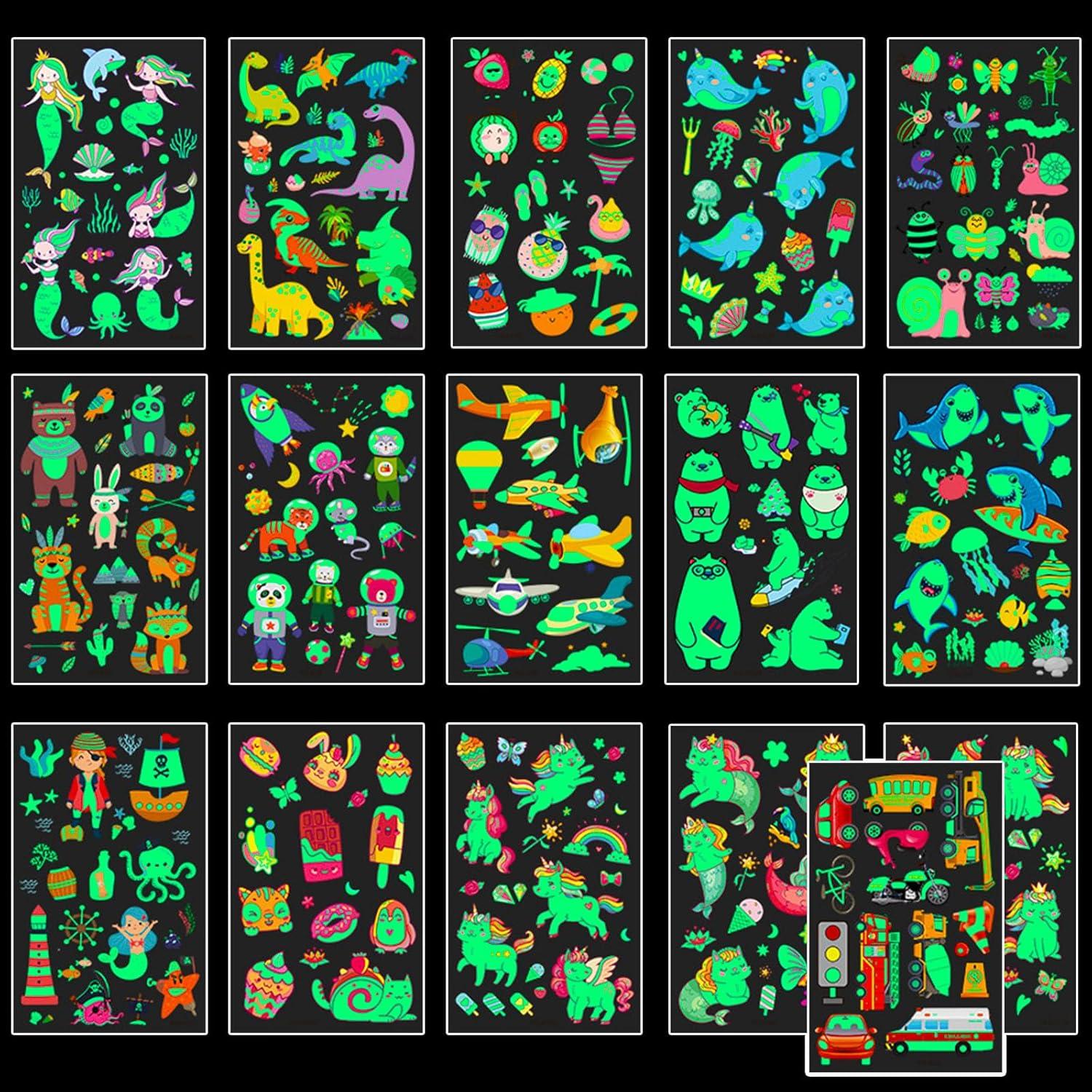 Tatuajes Temporales Brillantes AIRNOGO 310 Estilos para Niños