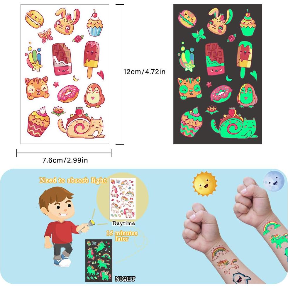 Tatuajes Temporales Brillantes AIRNOGO 310 Estilos para Niños