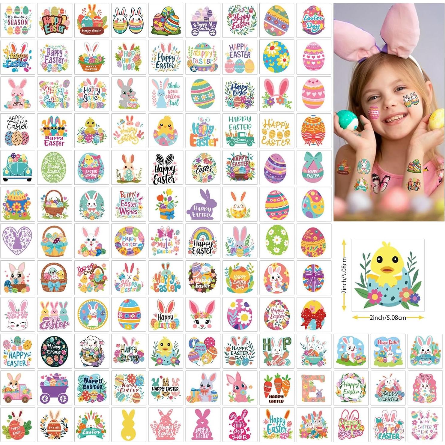 117 Tatuajes Temporales de Pascua Atydkug para Niños y Adultos