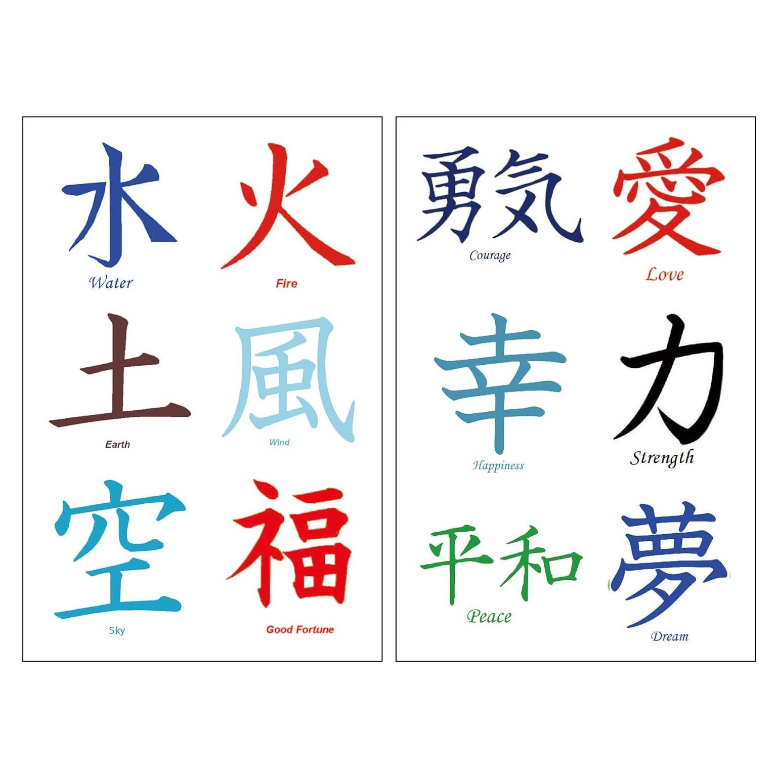 Tatuajes Temporales Kanji PremiumTT - 36 Diseños Japoneses