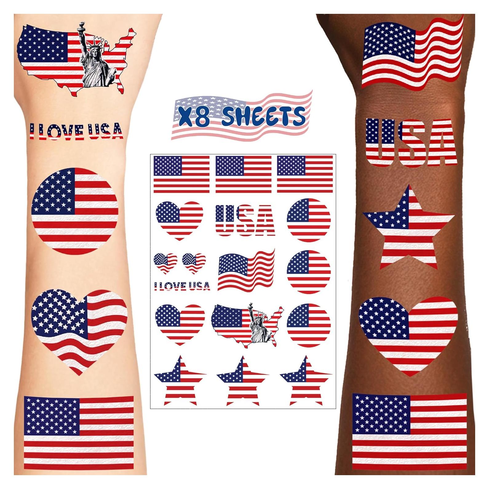 Tatuajes Temporales Miivoyage 136 PCS Bandera Americana