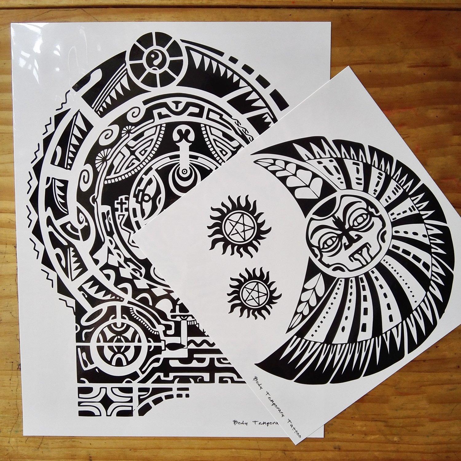 Tatuajes Temporales Grandes LEOARS Dwayne & Tribal - 6 Hojas