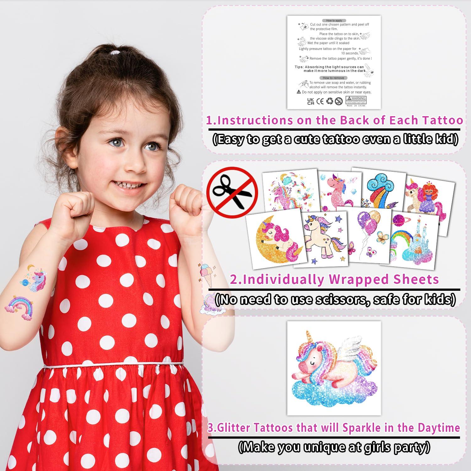 Tatuajes Temporales Brillantes Partywind para Niños - 50 Hojas