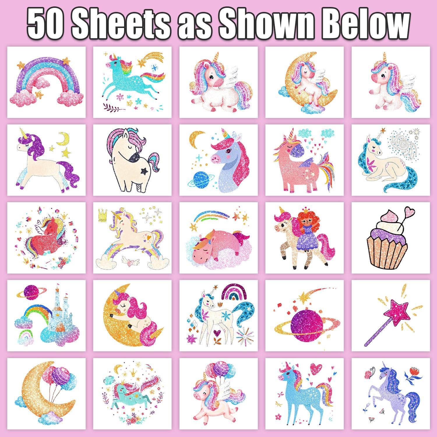 Tatuajes Temporales Brillantes Partywind para Niños - 50 Hojas