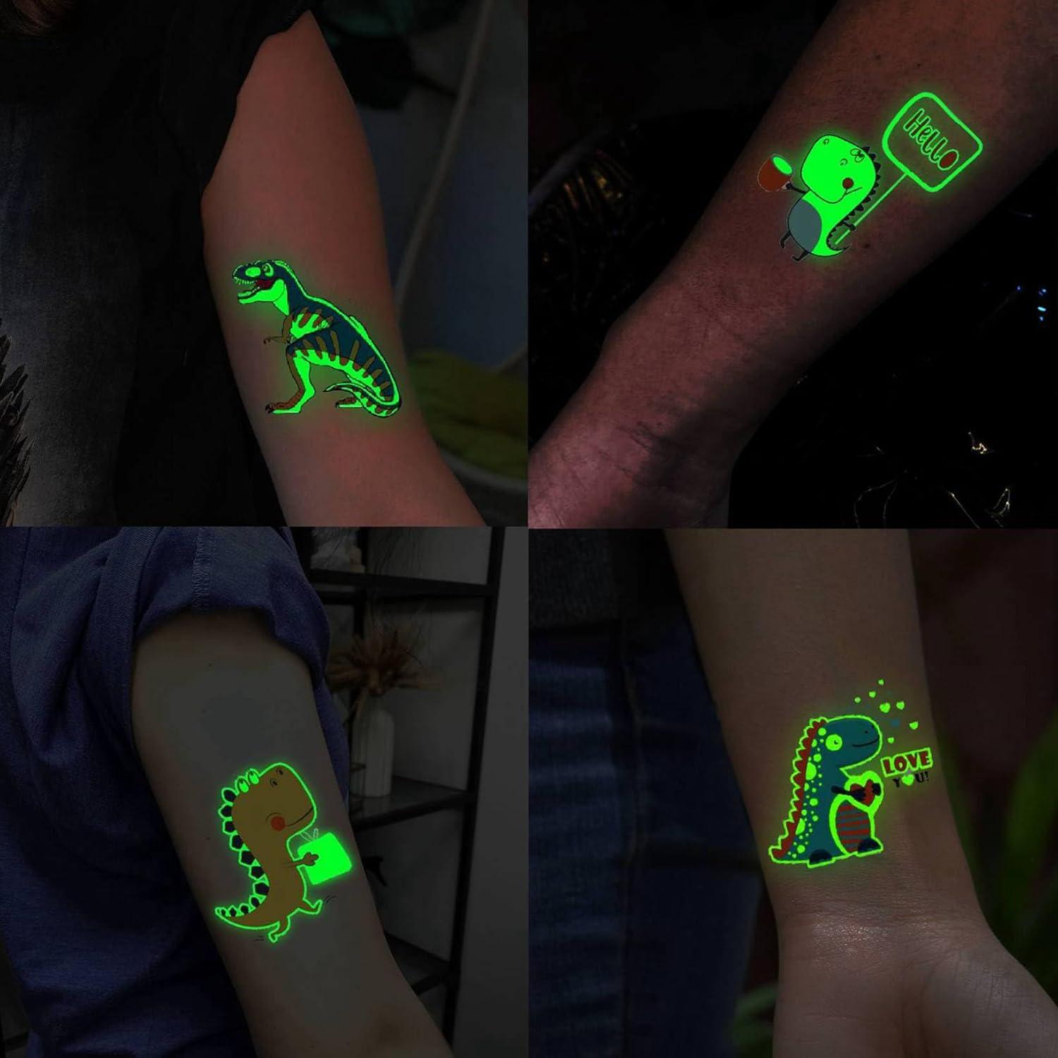 15 Hojas Tatuajes Temporales Brillantes Dinosaurios FANRUI