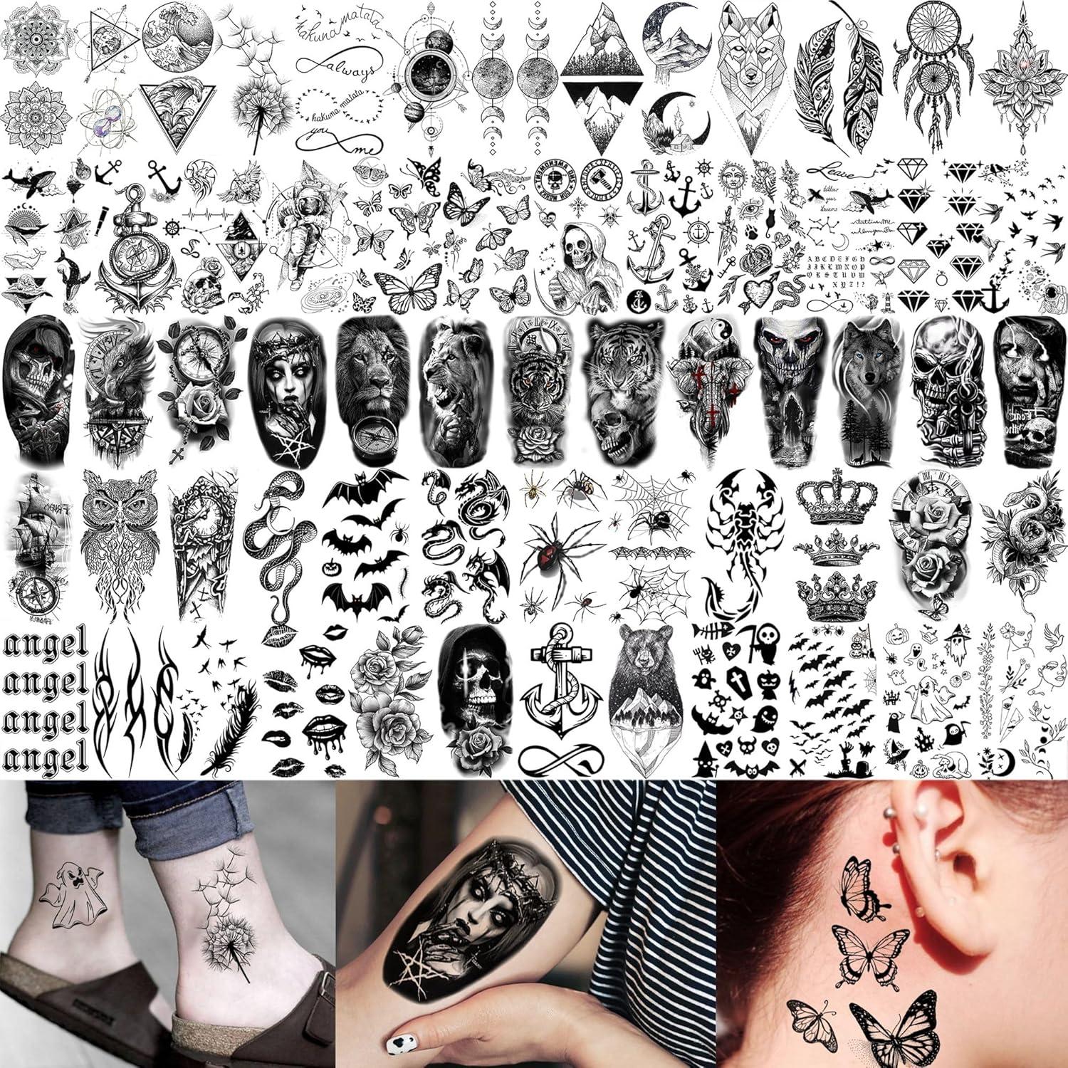 74 Hojas Tatuajes Temporales Realistas GOCOLORING para Adultos