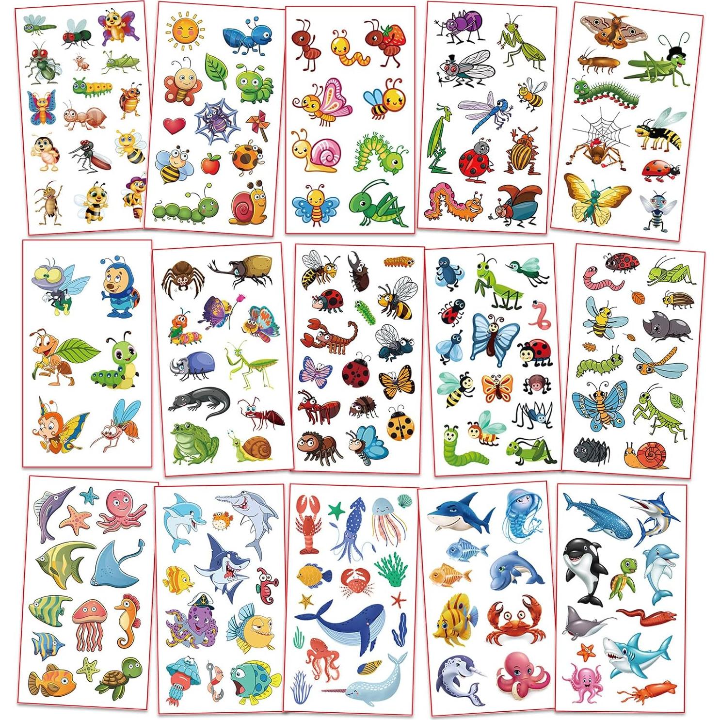 Tatuajes Temporales Impermeables Metker - 350 Piezas Niños